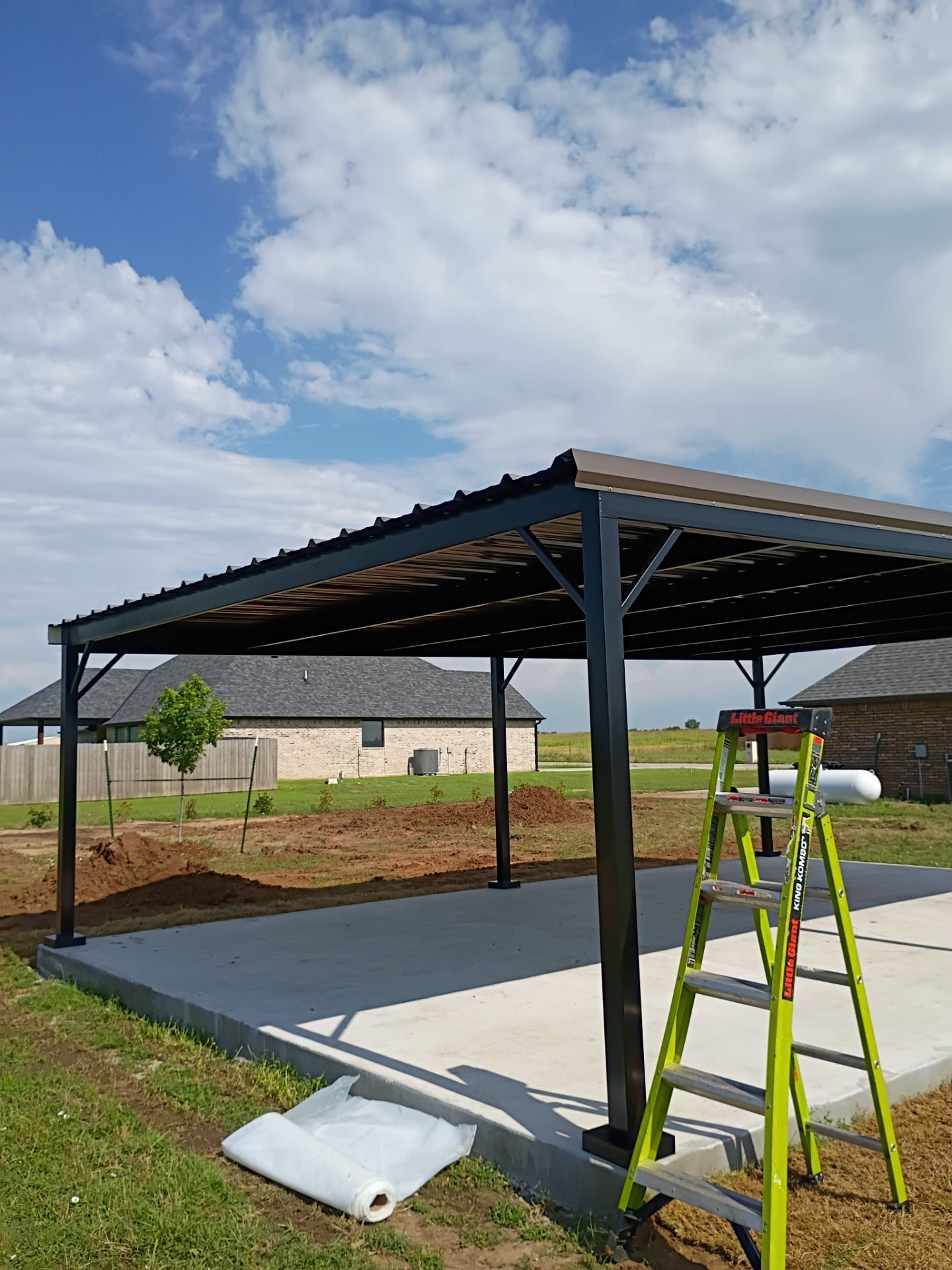 Custom Metal Pergola , Live Fence , Irrigation, Concrete, And Landscape by Clays Services Inc