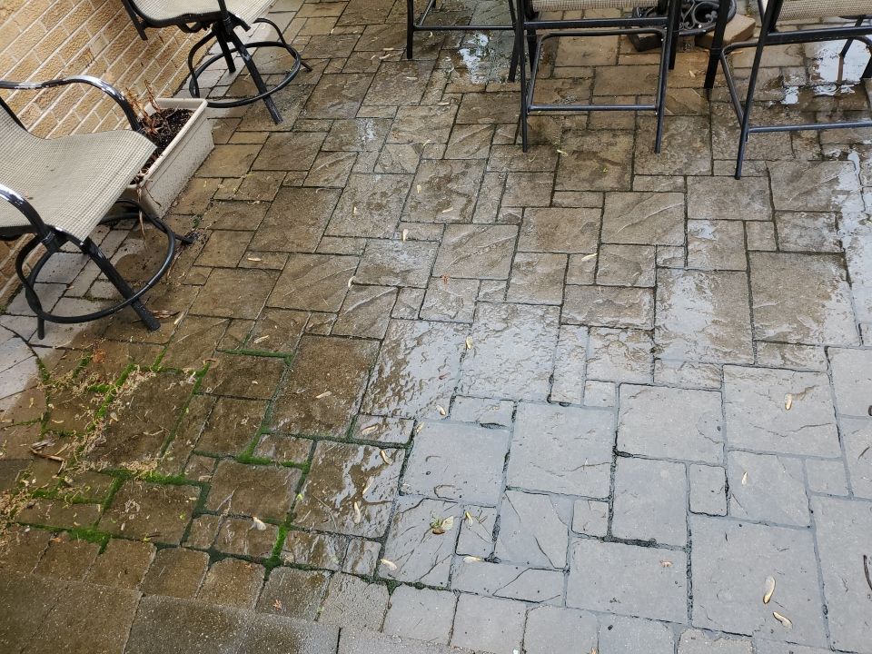 Brick paver clean, sand and seal.  using Polysweep polymeric sand by Northern Power Washing LLC.