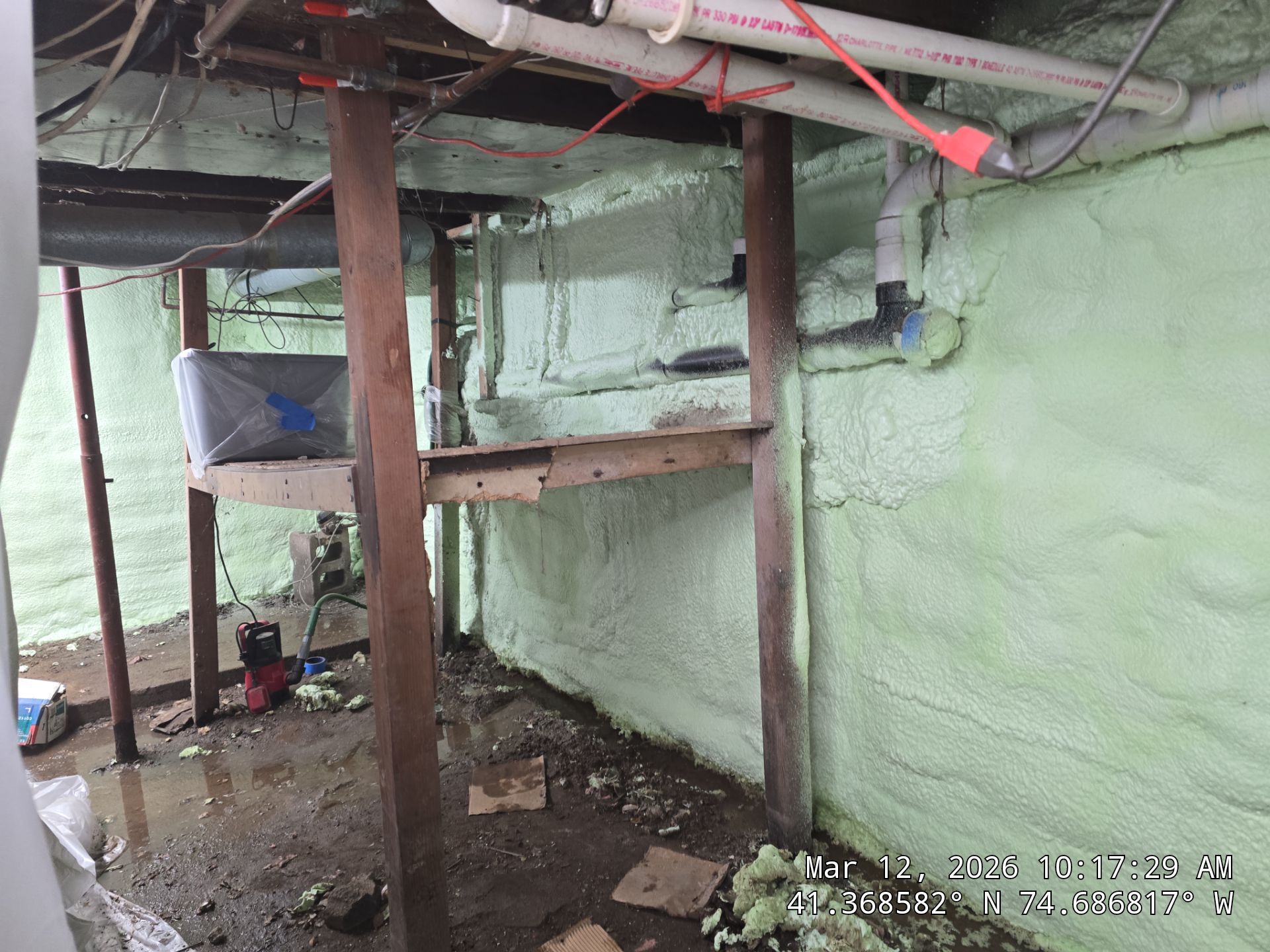 Basement Exterior Walls using Closed Cell Spray Foam by NYS Foam & Energy