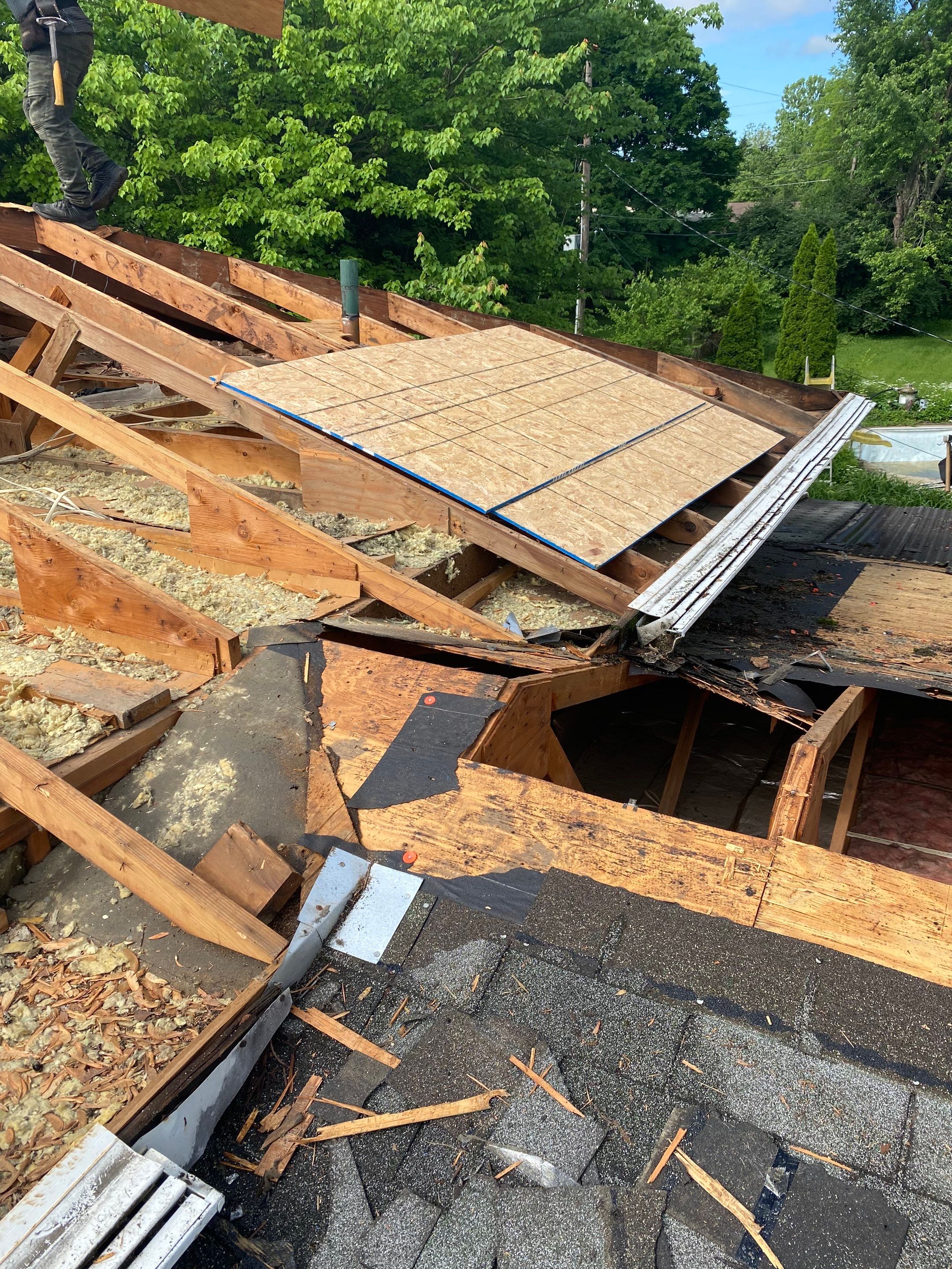 New Roof Installation using new OSB sheathing Certainteed Landmark Shingles by Best Roofing & Siding Company
