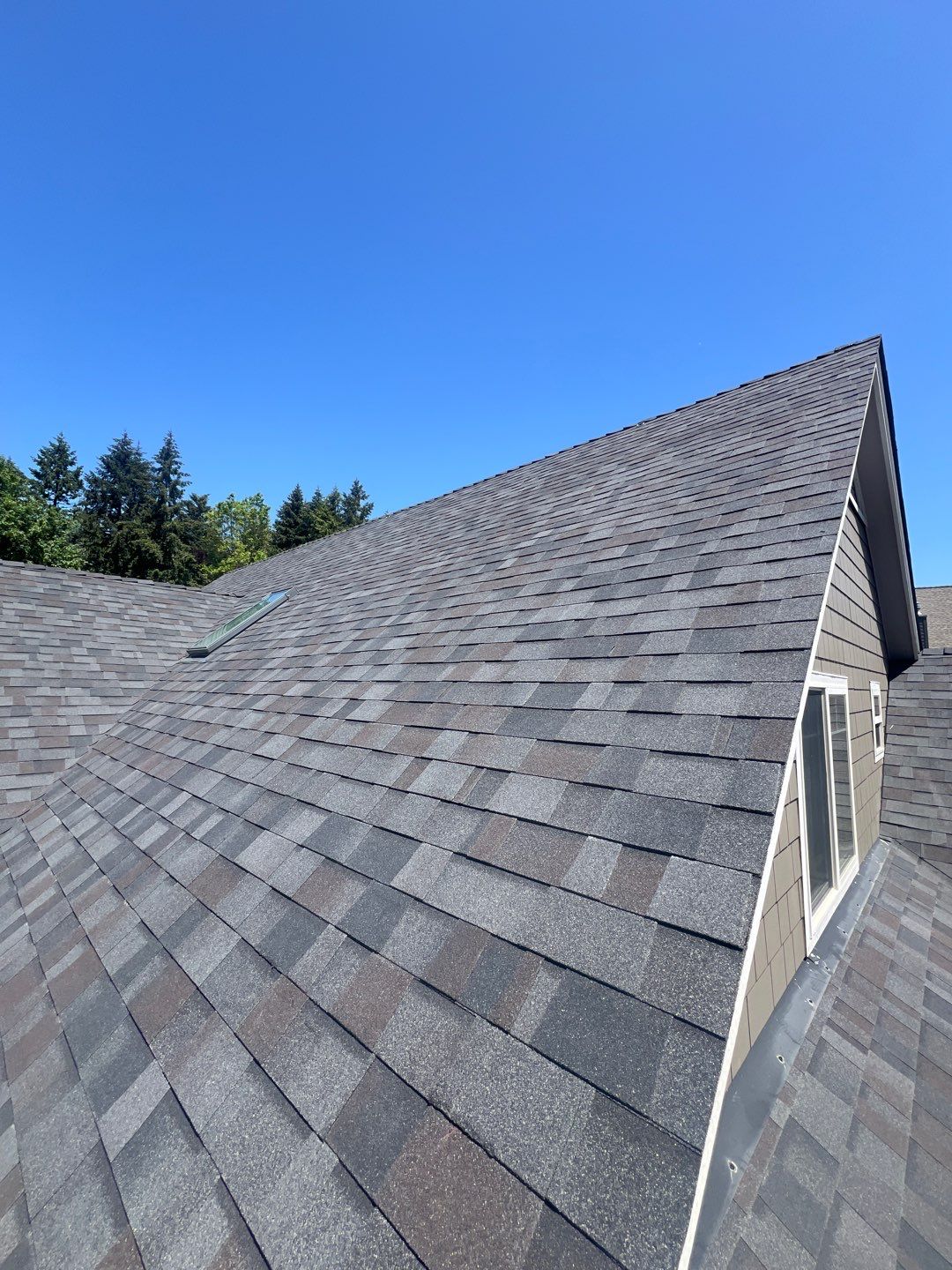 Residential Roofing Installation using Malarkey Vista (Color: Black Oak) by Orezona Building & Roofing Company, Inc.