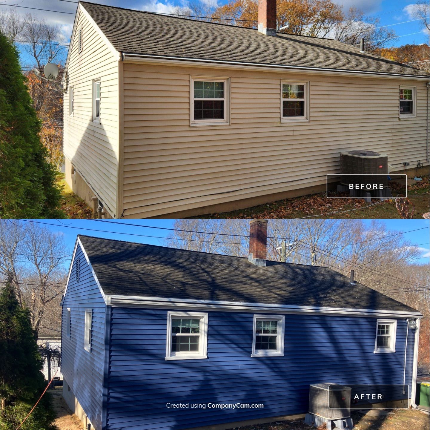 Siding update with Cert. Monogram D/4 x16'8" Clapboard, Midnight Blue & Cert. Monogram D/4 x 25' Clapboard, Midnight Blue by DiGiorgi Roofing and Siding Inc