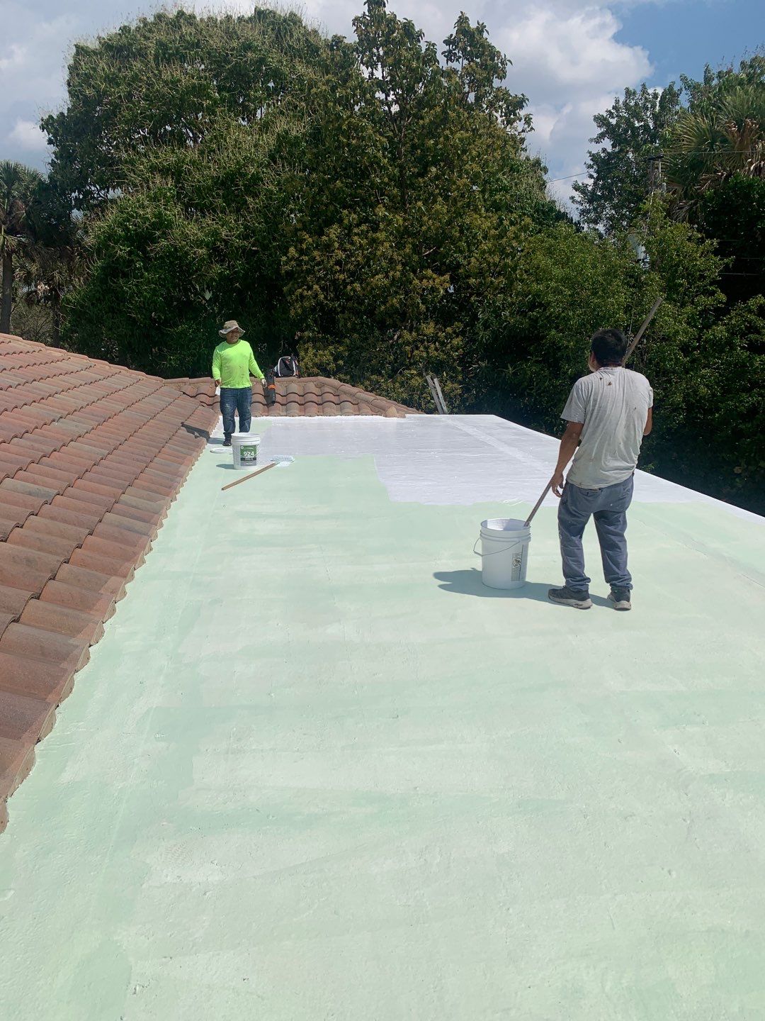 100% Silicone Roof Coating Repair using Tropical #924 Silicone Roof Coating by Morton Roofing, Inc.
