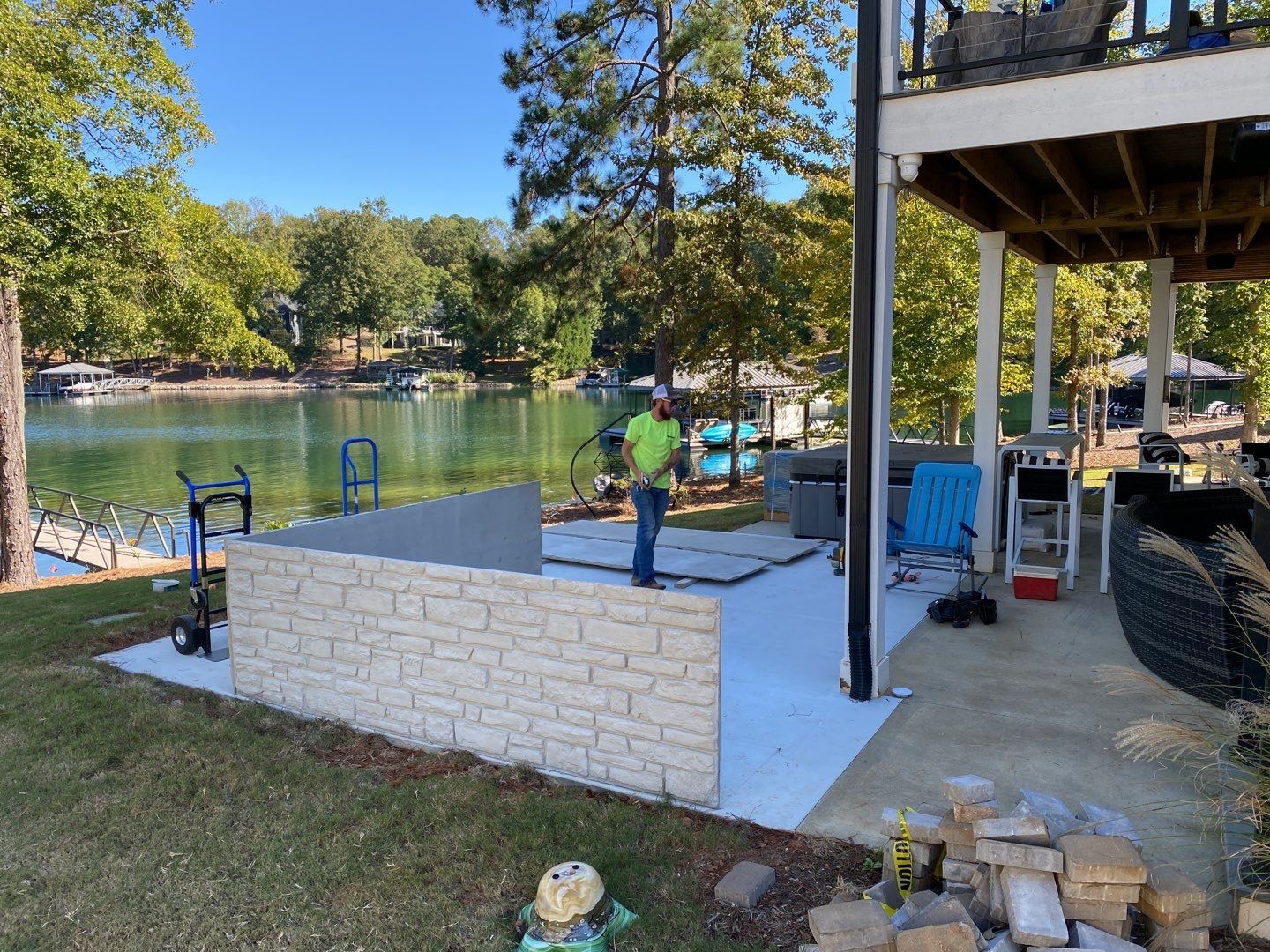 Outdoor Kitchen on Lake Keowee by Xtreme Concrete Services