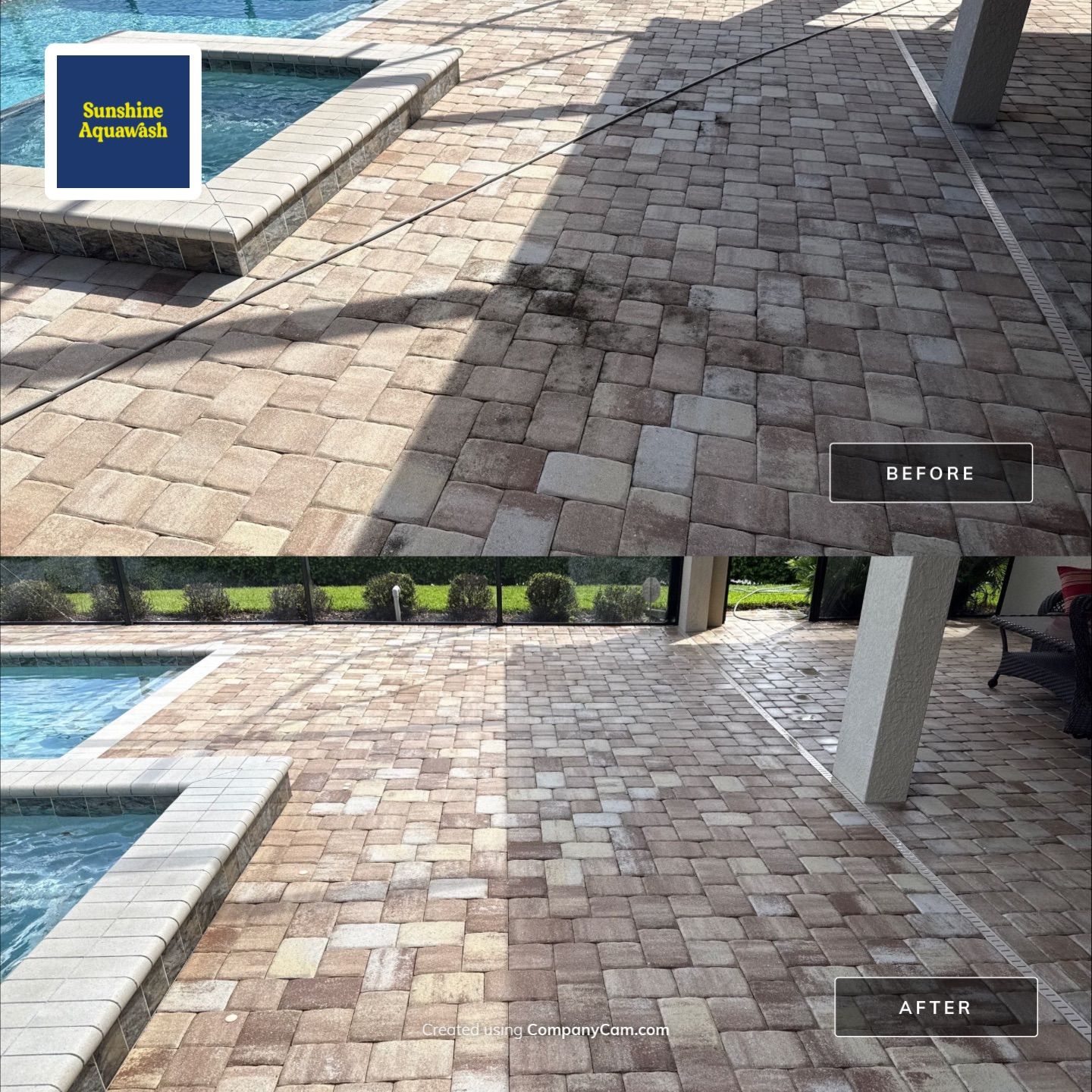 We recently completed a tile roof cleaning in the Vivienda at Bradenton community. The roof had visible algae buildup, which is common in Florida’s humid climate—especially on shaded areas.  For this project, we safely cleaned the roof using a ladder and ground-based soft wash application—no walking on the tile roof. This approach helps prevent cracked or broken tiles while still delivering a thorough, even cleaning.  Our soft washing process targets and eliminates algae at the root, restoring the roof’s appearance and helping extend its lifespan.  At Sunshine AquaWash, we prioritize safety, proper technique, and long-lasting results on every roof cleaning project. by Sunshine AquaWash