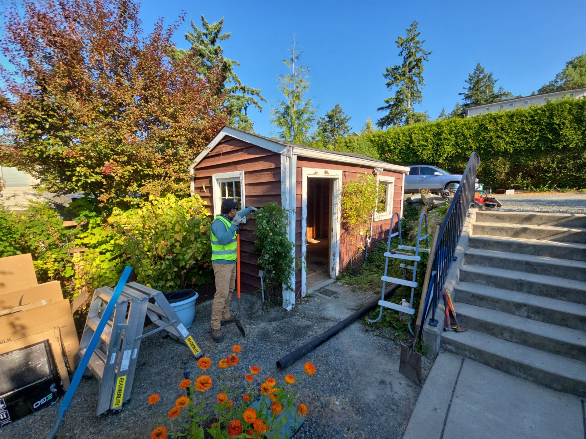 Backyard Transformation — Custom Shed, Paver Patio & Retaining Wall by Habanero Garden and Exterior Care