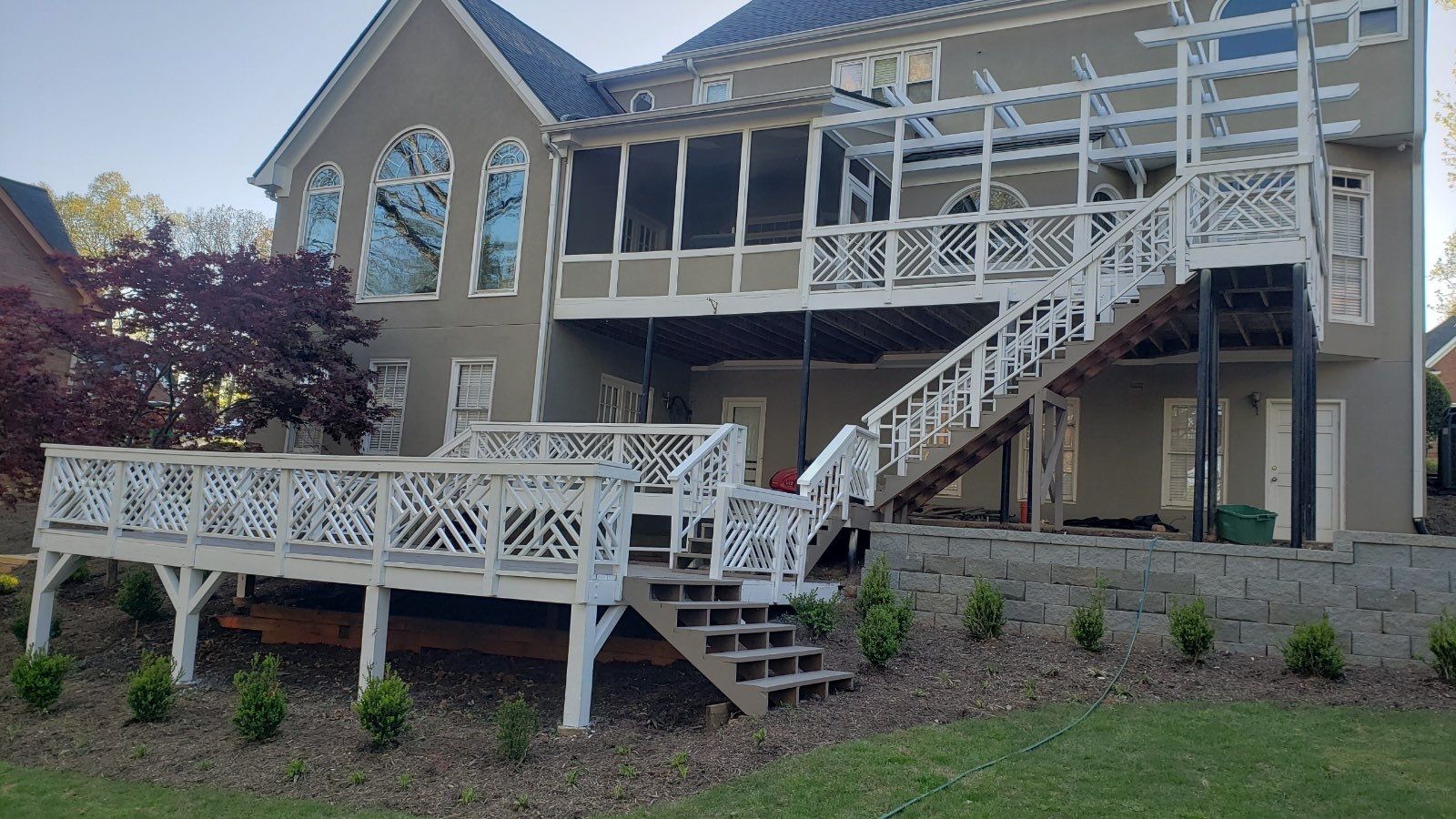 Exterior Deck Refinishing and Lattice Railing Painting in Alpharetta by Swift Home Renovations 