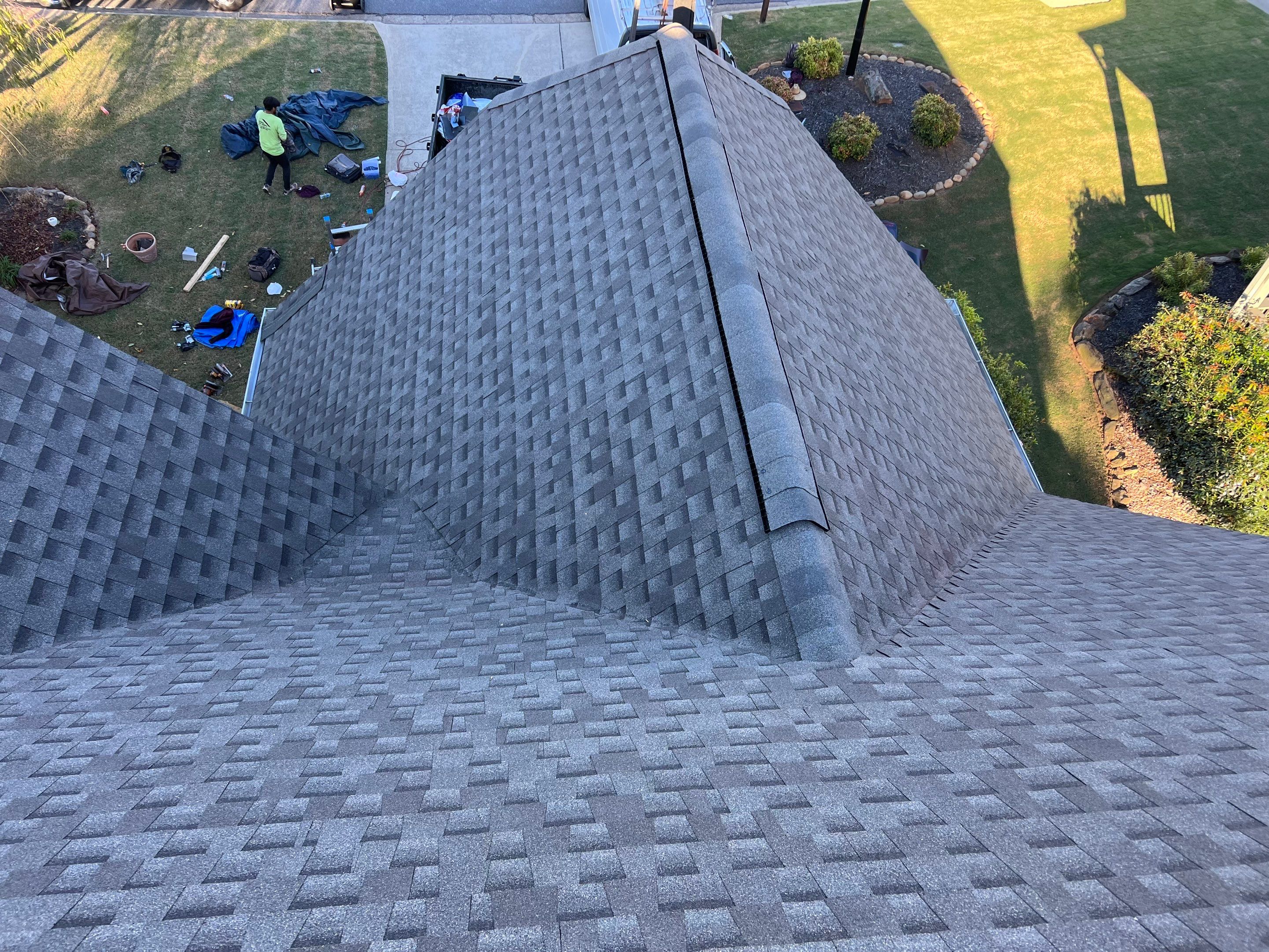 Residential Roofing Installation using GAF Timberline HD Weathered wood by Georgia Roof Advisors