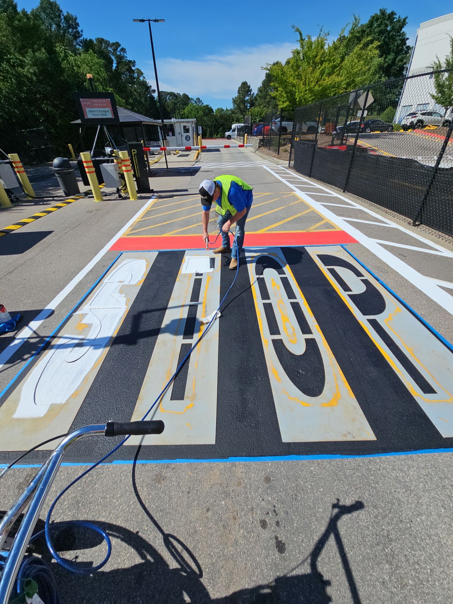 Striping Amazon Parking Lot  by Billy Weatherspoon Contractor