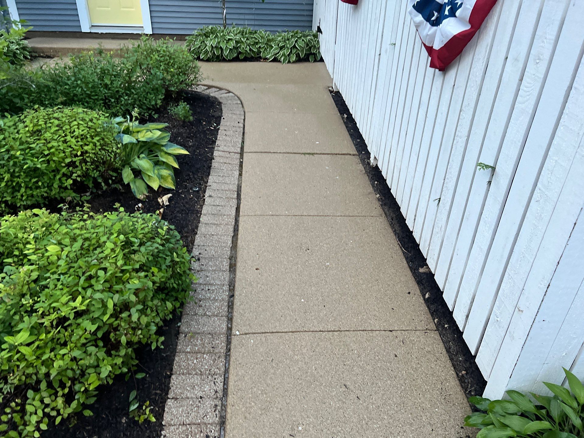 concrete cleaning using Algaecide, soft wash soap by Northern Power Washing LLC.