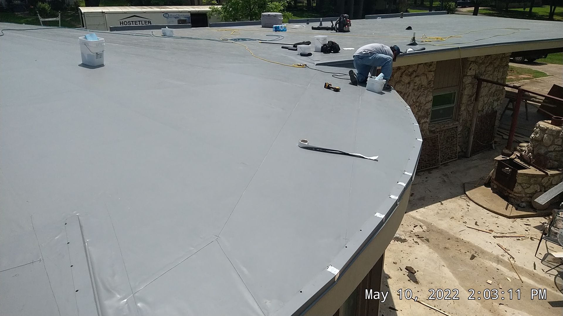 Commercial Roofing Installation using 50 mil PVC by Hostetler Roofing