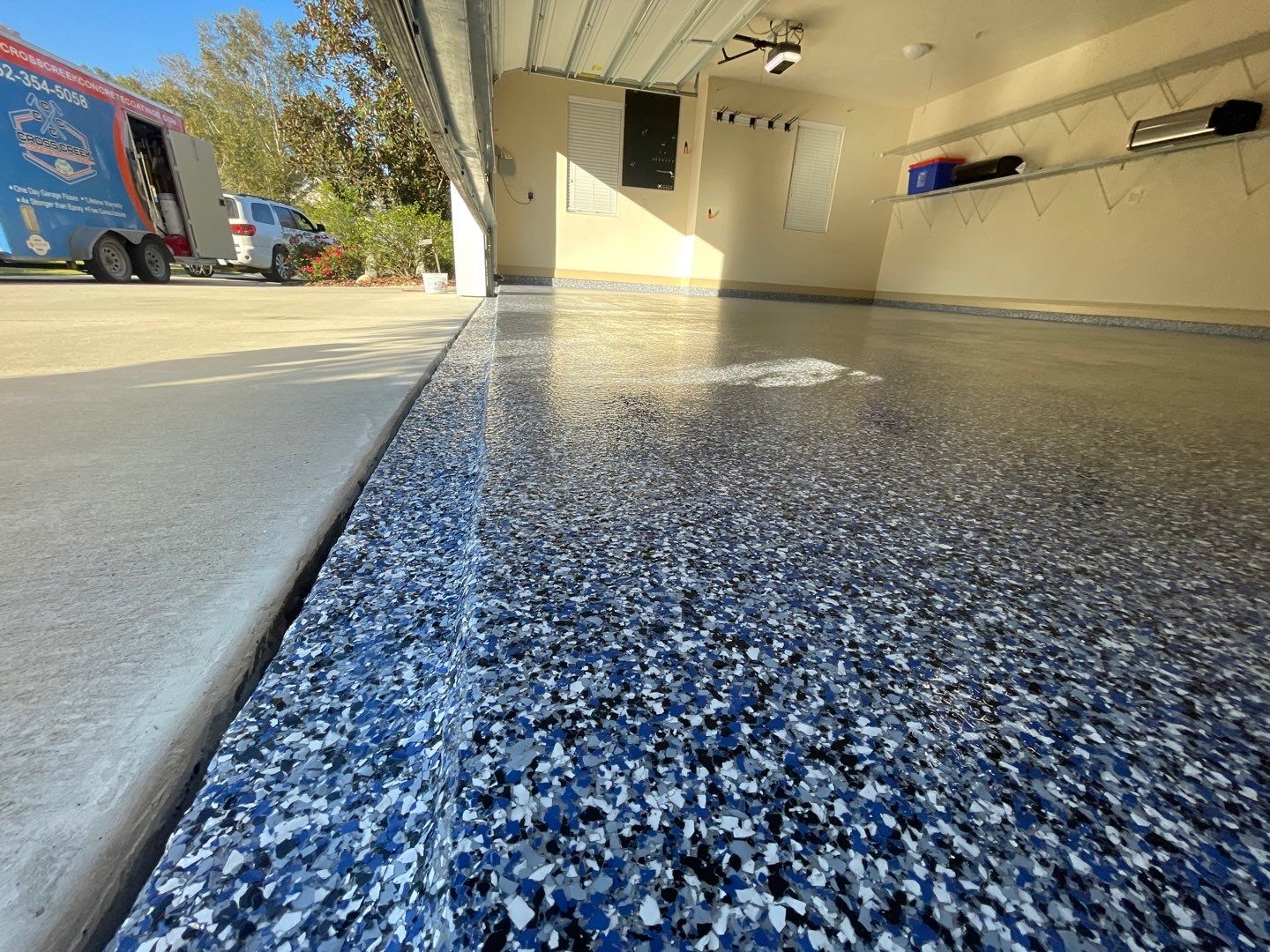 Garage in Gainesville, FL in Denim by Cross Creek Concrete Coatings