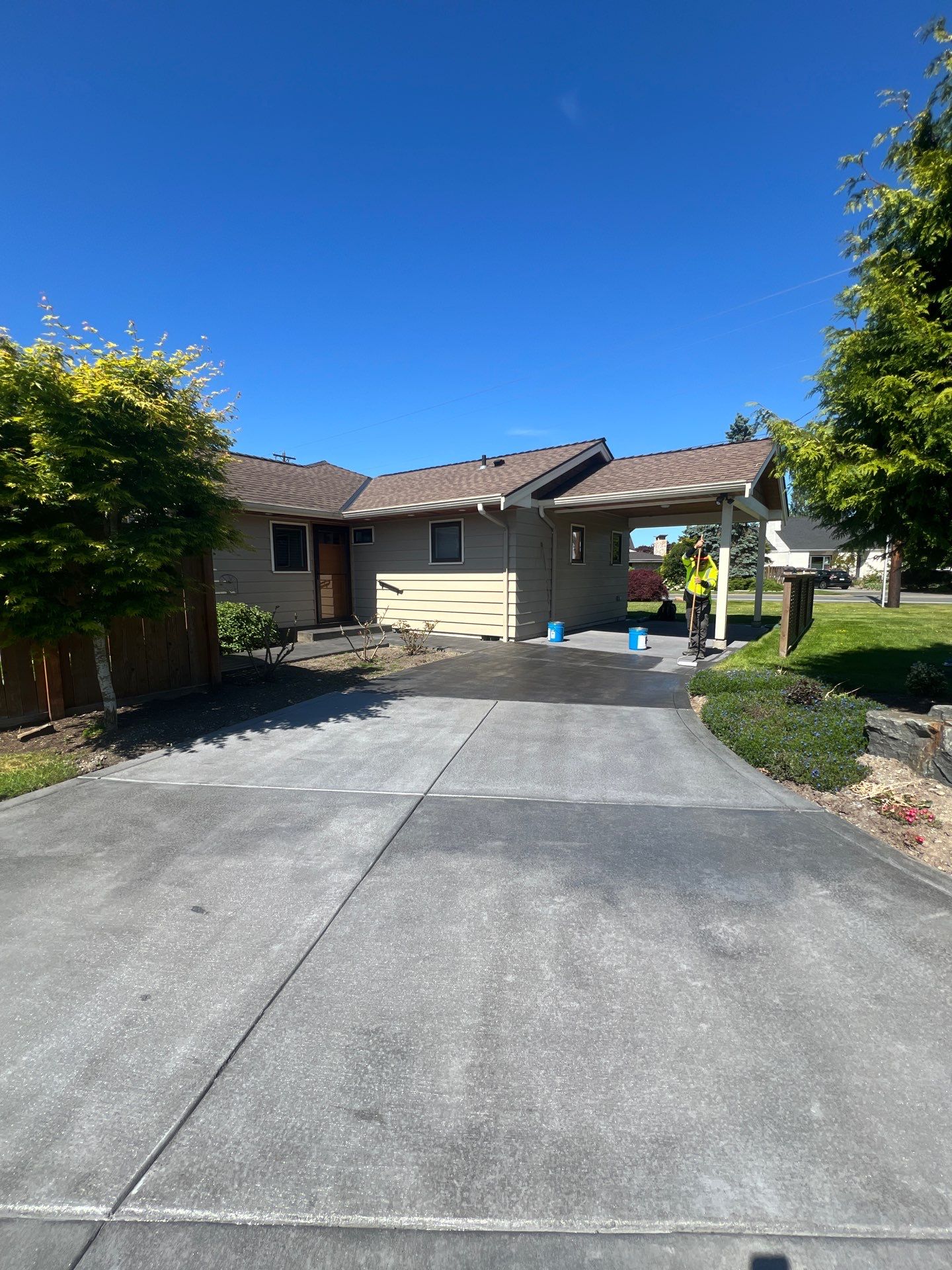 Colored Concrete Driveway Repair with Sealer| Everett    by Jireh Asphalt & Concrete Inc 