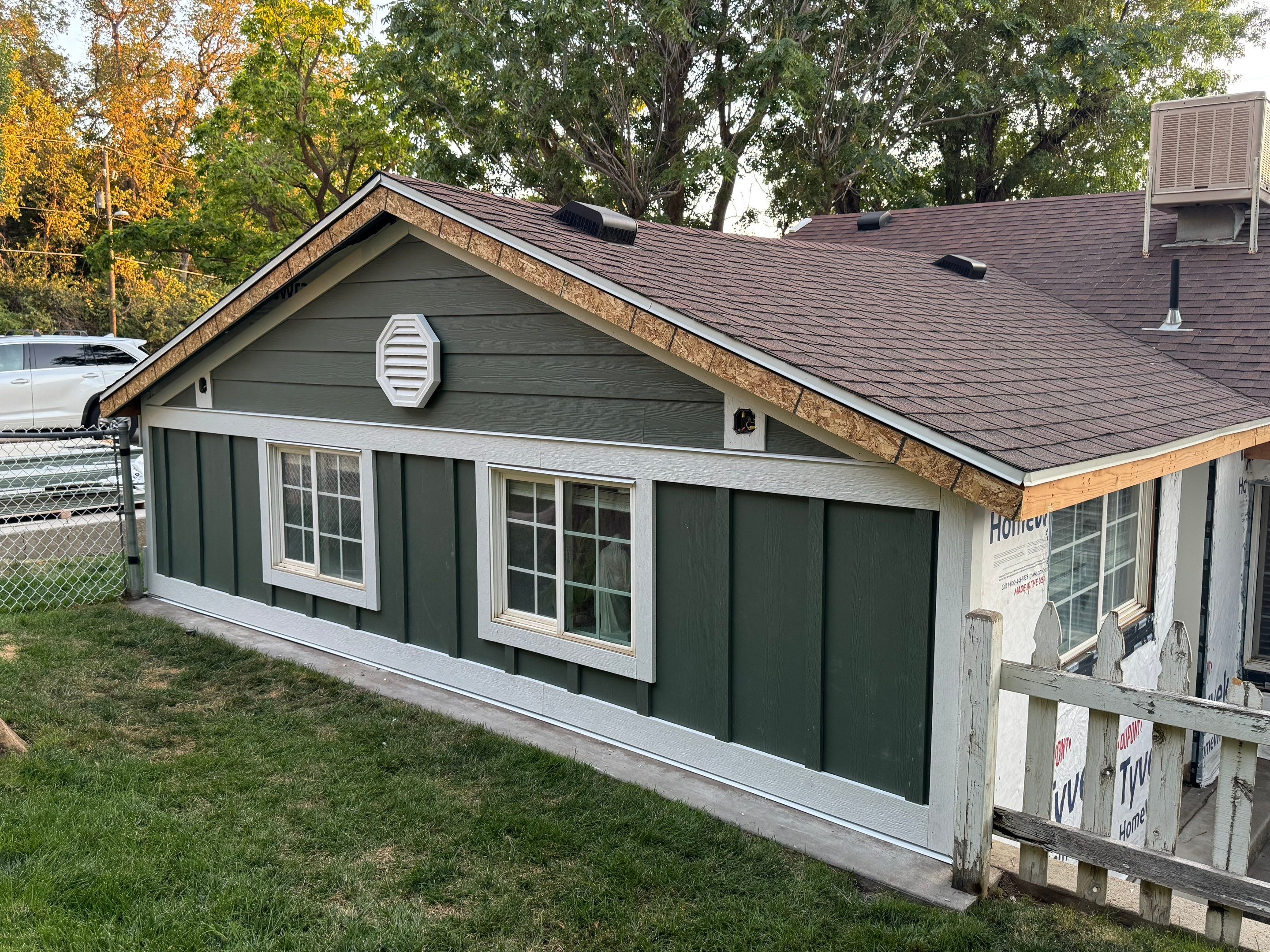 Farmington | Custom Hardie Mixed Siding | Thyme Green & White by Ideal Siding Utah