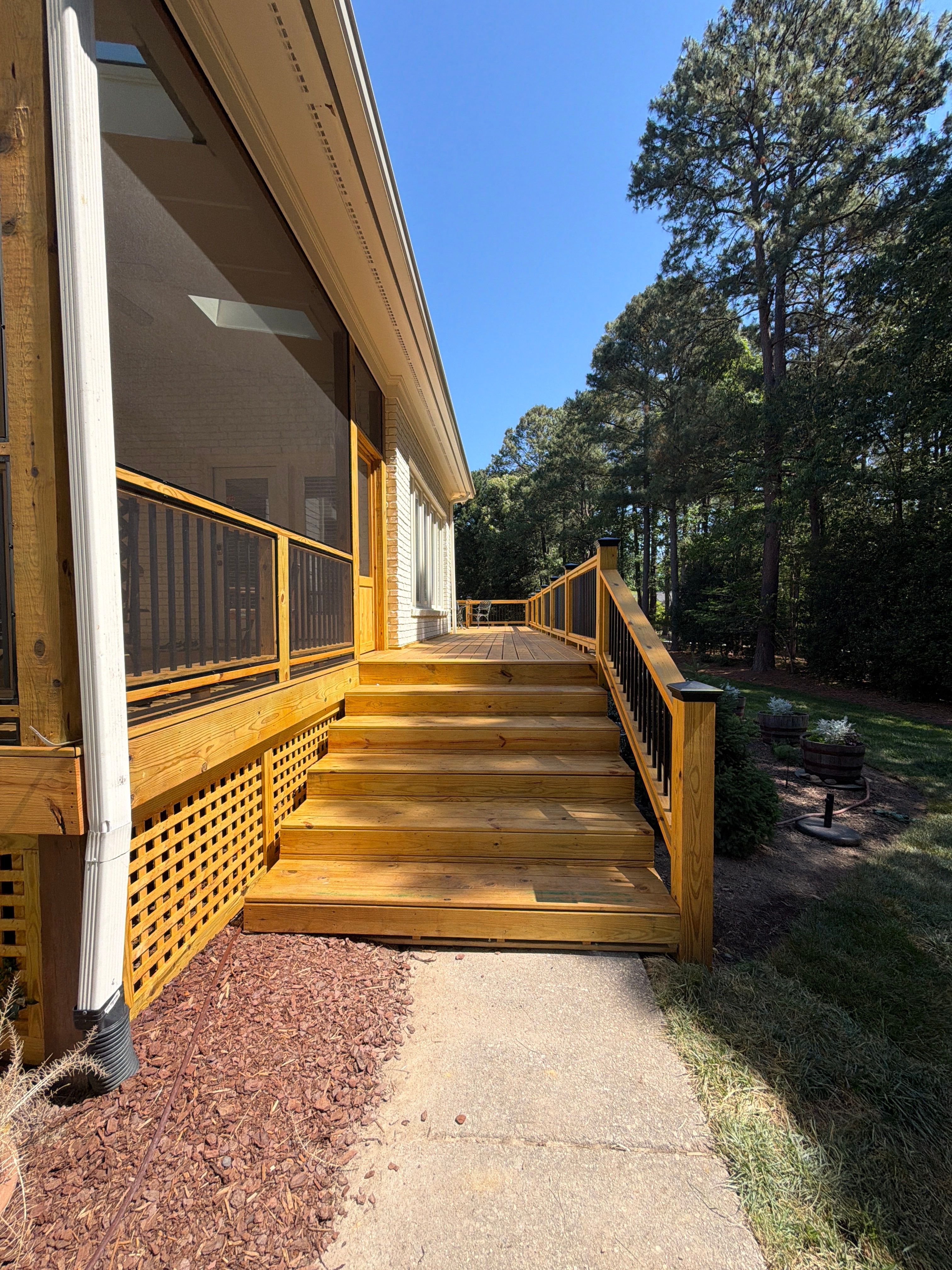 Deck Stain, Round Balusters & Screened Porch Transformation by Billy Weatherspoon Contractor