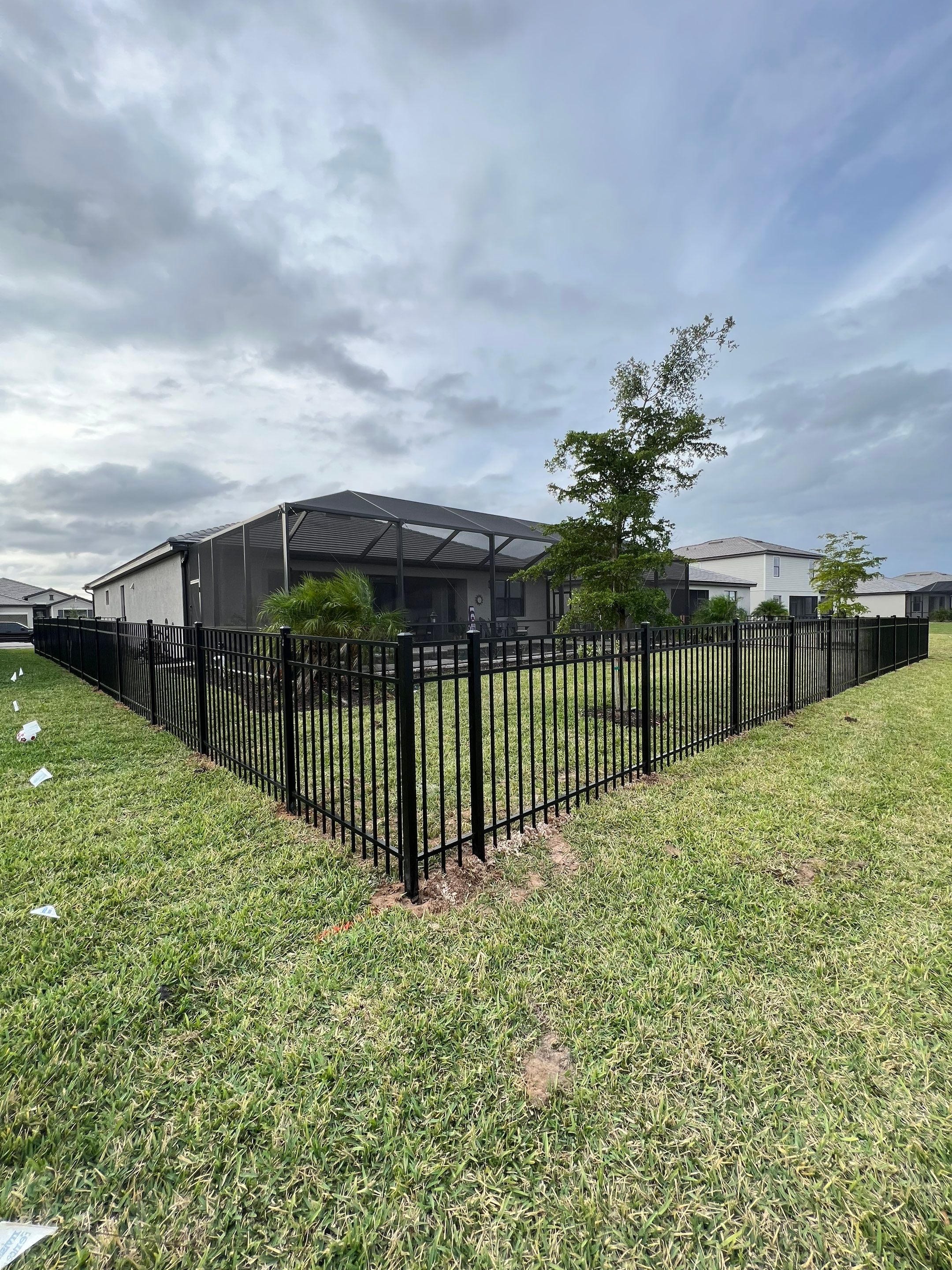 Aluminum Fence Installation using Black 3 Rail Aluminum Fence by Asap fence and gates, LLC