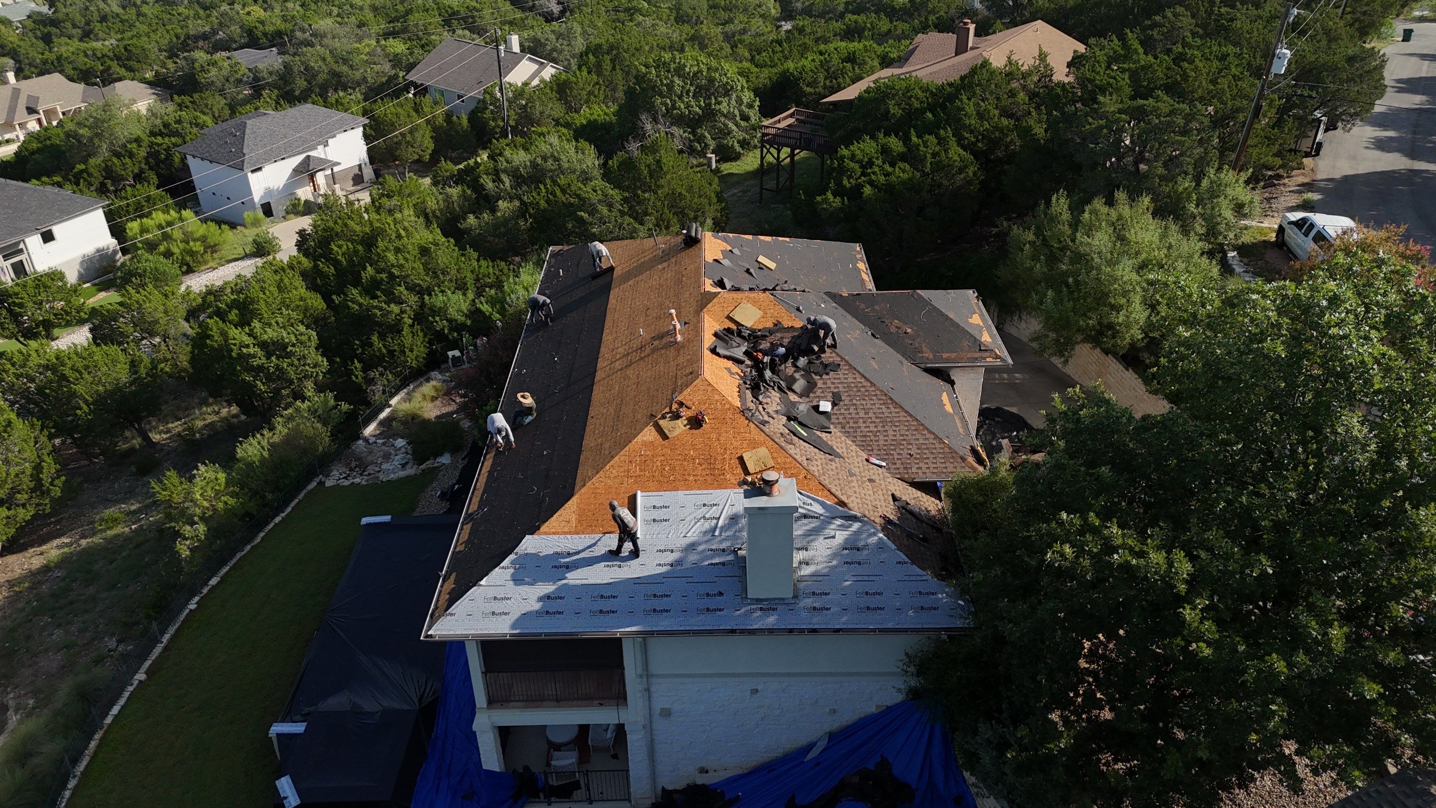 Residential Roof Replacement using GAF - HDZ - Shakewood by Action Exteriors Austin