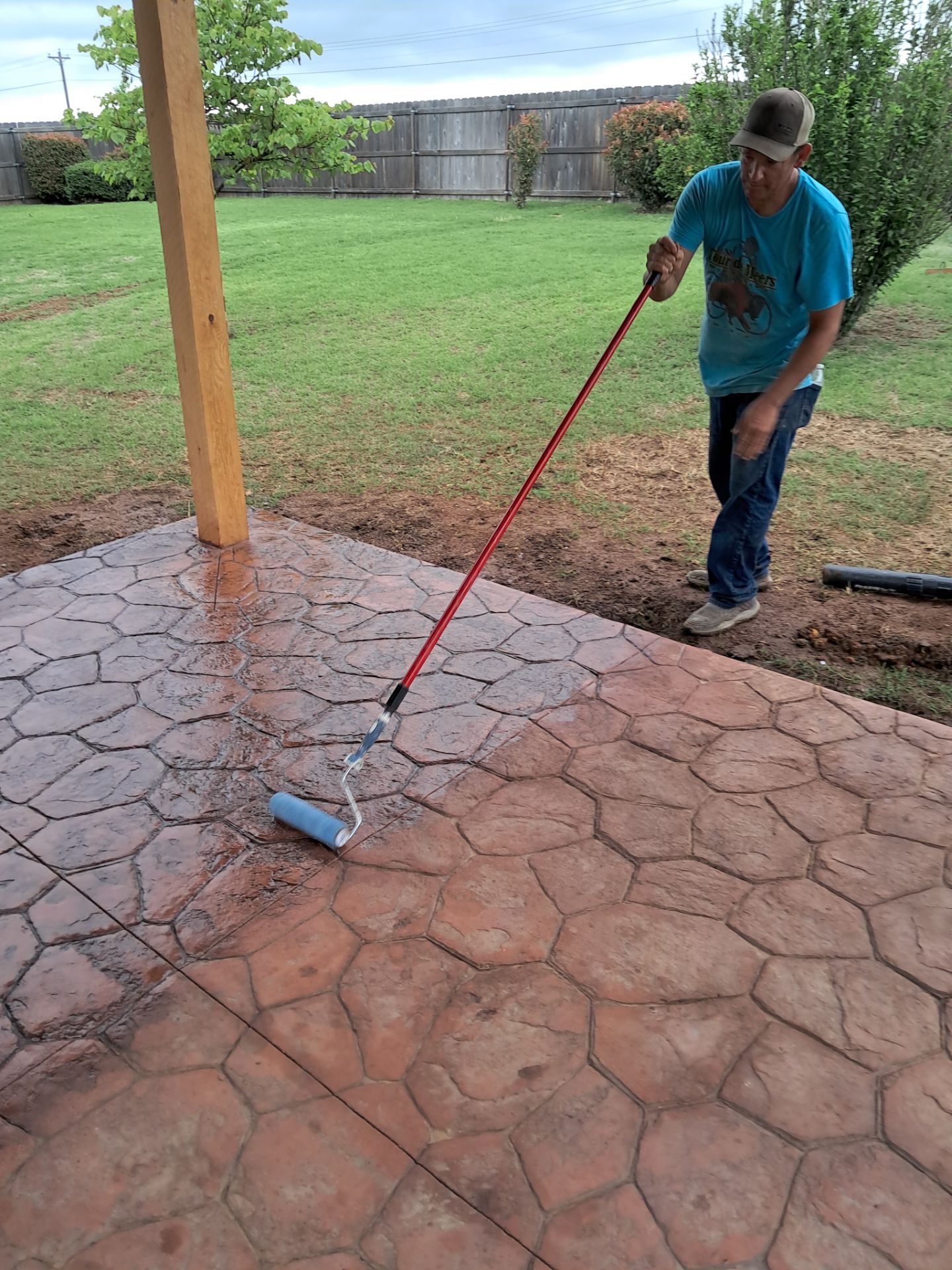 Stamped Concrete & Custom Pergola Build by Clays Services Inc