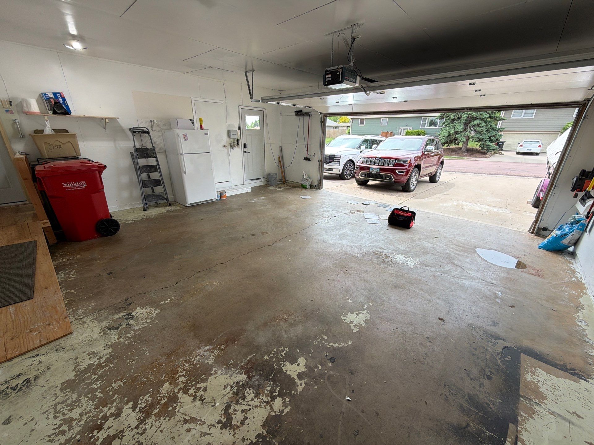 Yankton Garage Concrete Coating With Feather Gray Decorative Chips by Select Painting, Coatings & Garage Cabinets