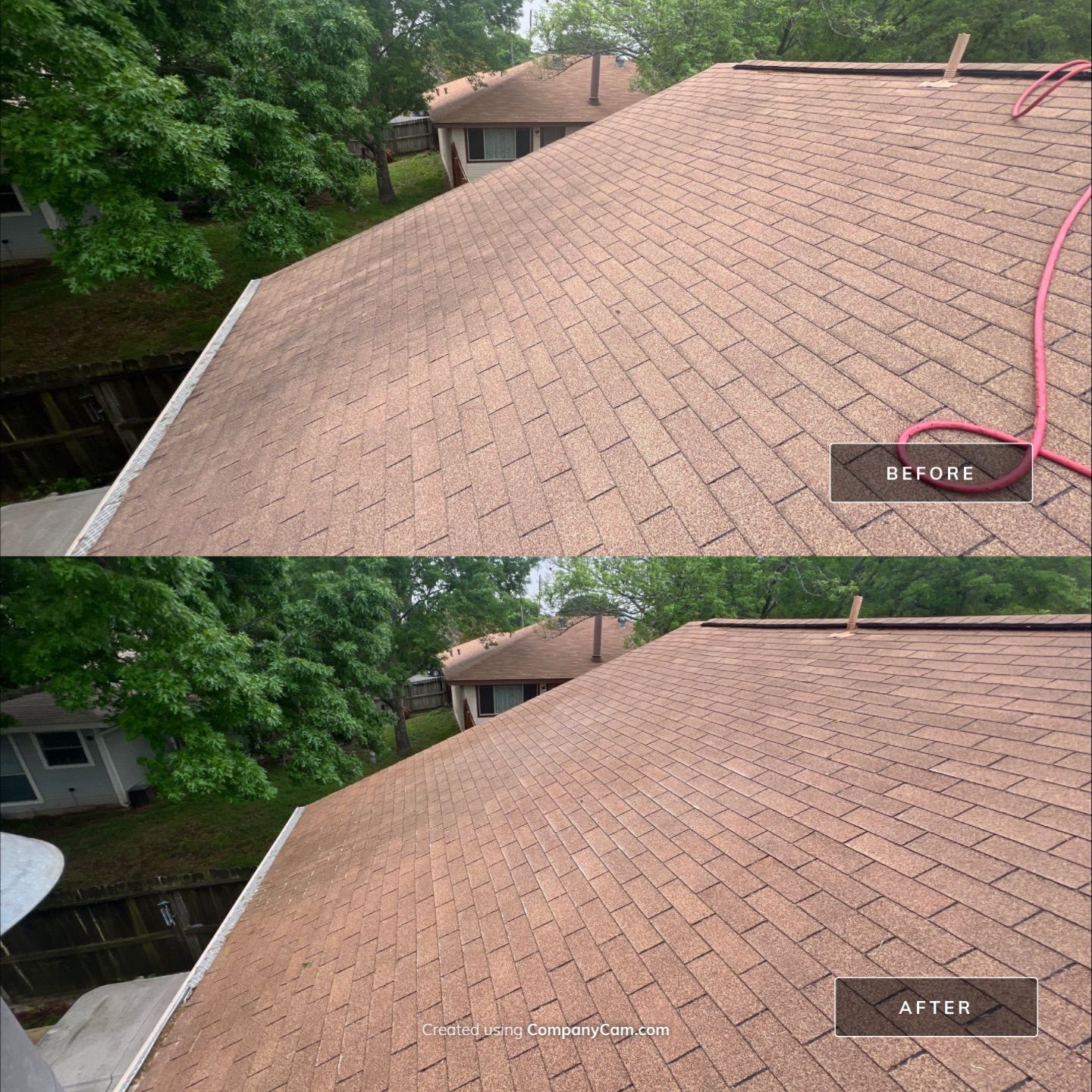 Shingle Roof Wash Project in San Antonio by Bright Choice