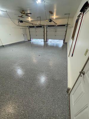 Madison Garage Concrete Coating with Feather Grey Speckle Finish