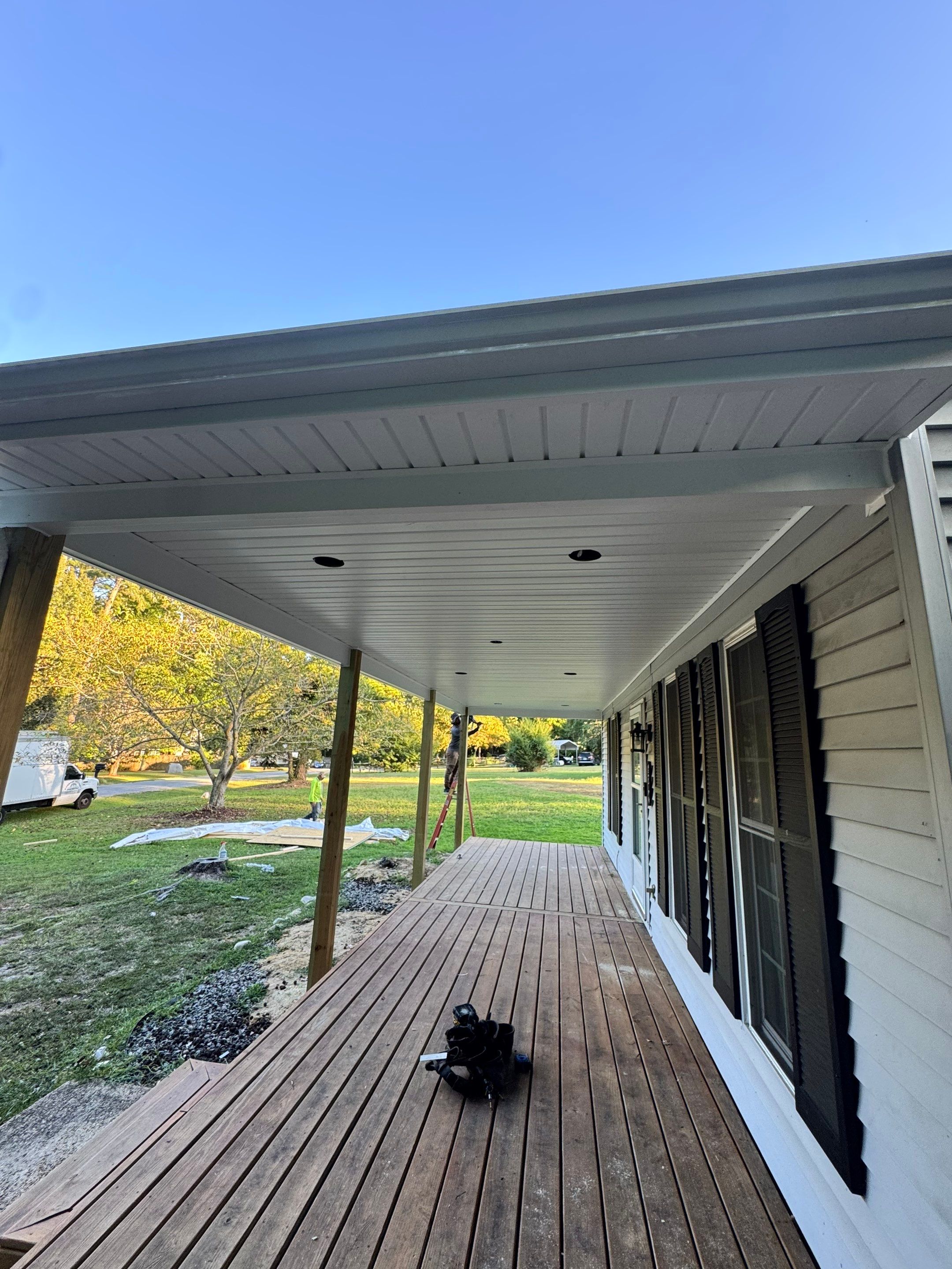 Asphalt Shingle Roof Replacement and Custom Porch Renovation in Hayes by Cade Construction