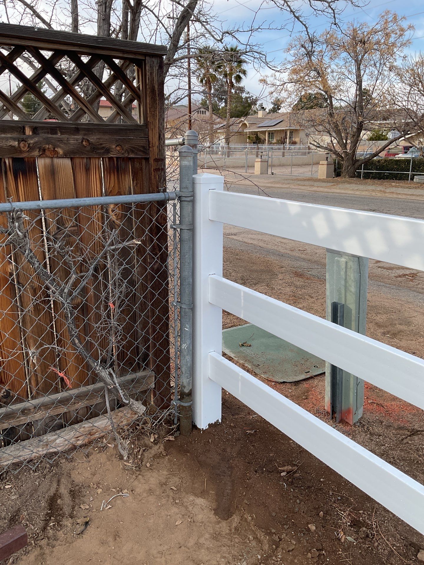 Fence Installation using Ranch Style Vinyl by Fence Guys Inc.