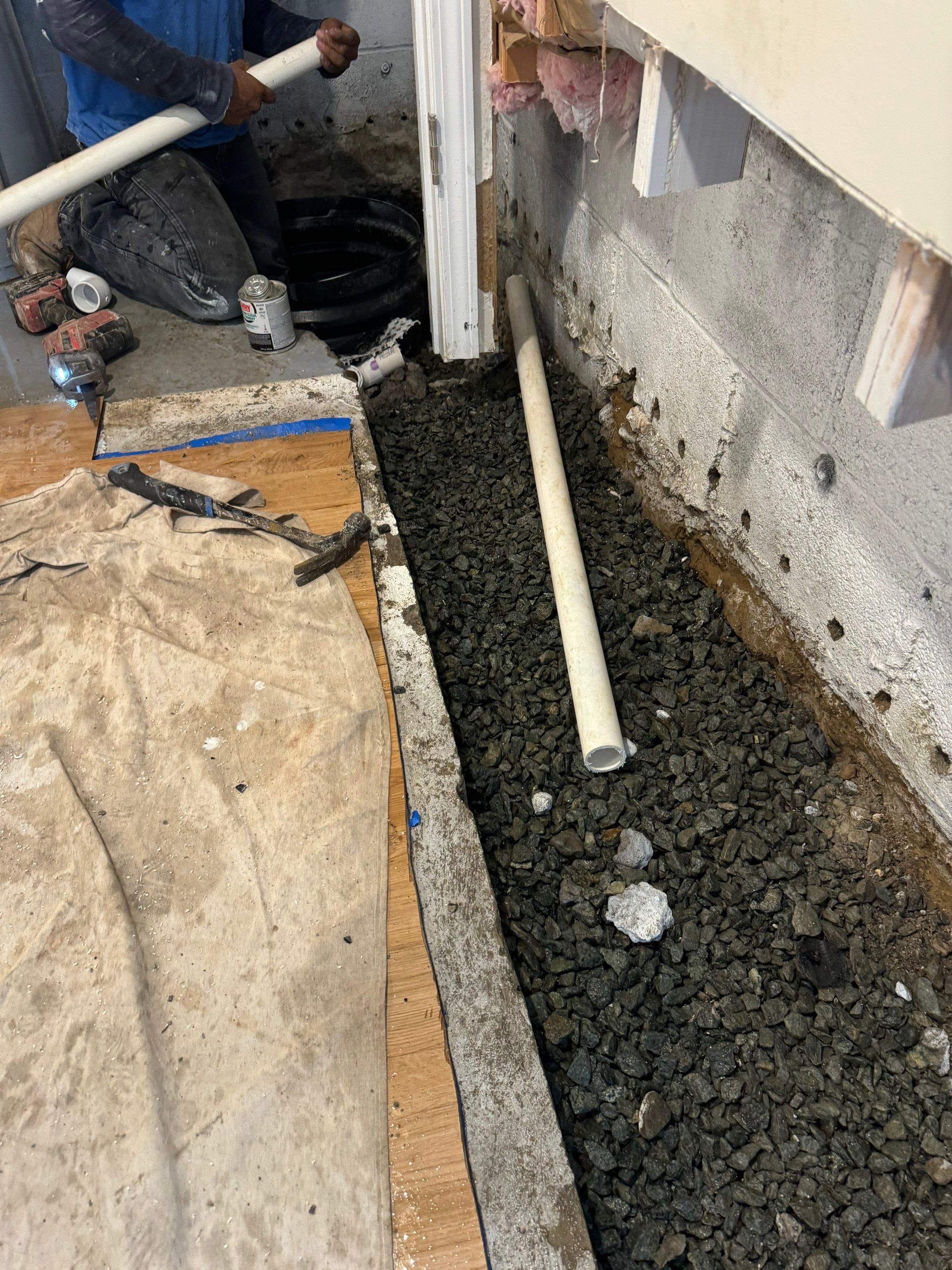 Interior French Drain & Wall Vapor Barrier Boonton NJ by Pure Service Pro, LLC 