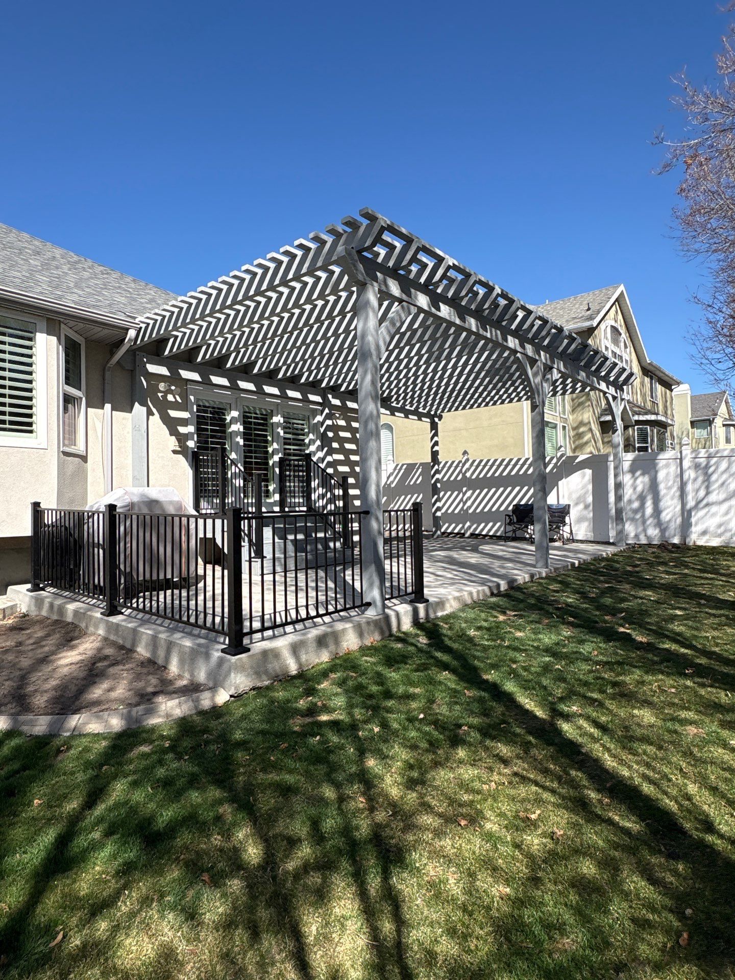 Patio Upgrade with Pergola and Railing by SAGE Decks