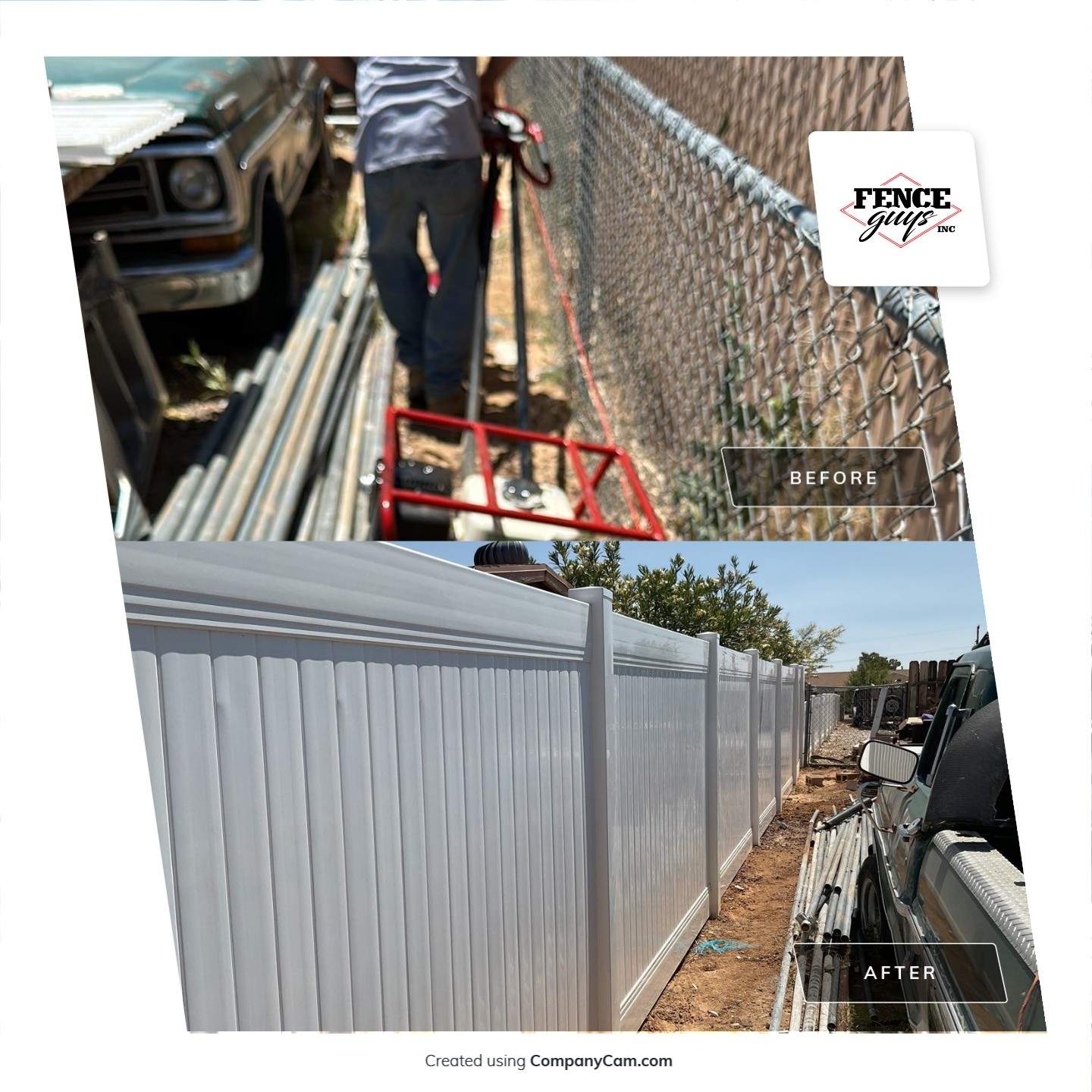 Fence replacement using 6ft and 4ft vinyl  by Fence Guys Inc. 