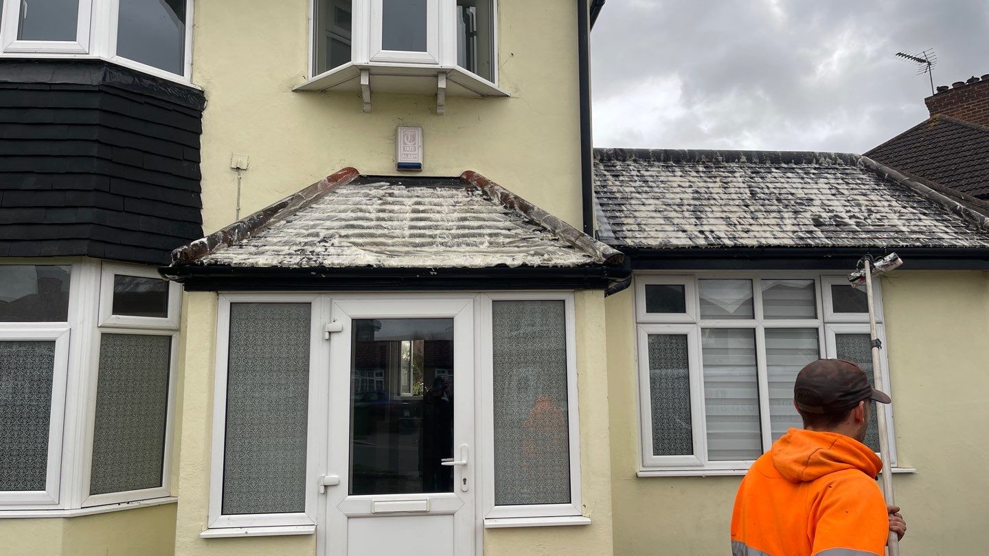Roof Scraping- Moss Remaval - Biocide using Moss Scraper Blades by Ges Exterior Cleaning ltd