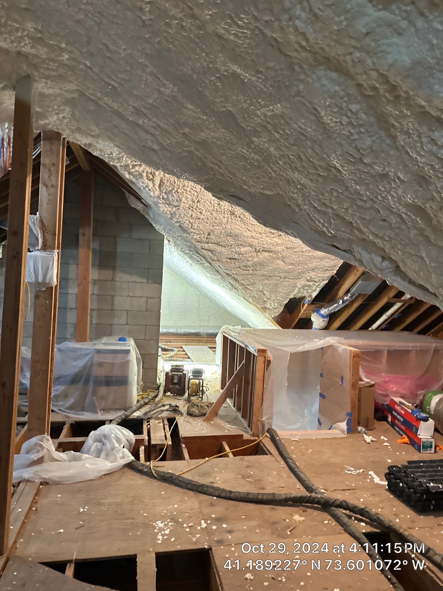 Attic Insulation using open cell spray foam by NYS Foam & Energy