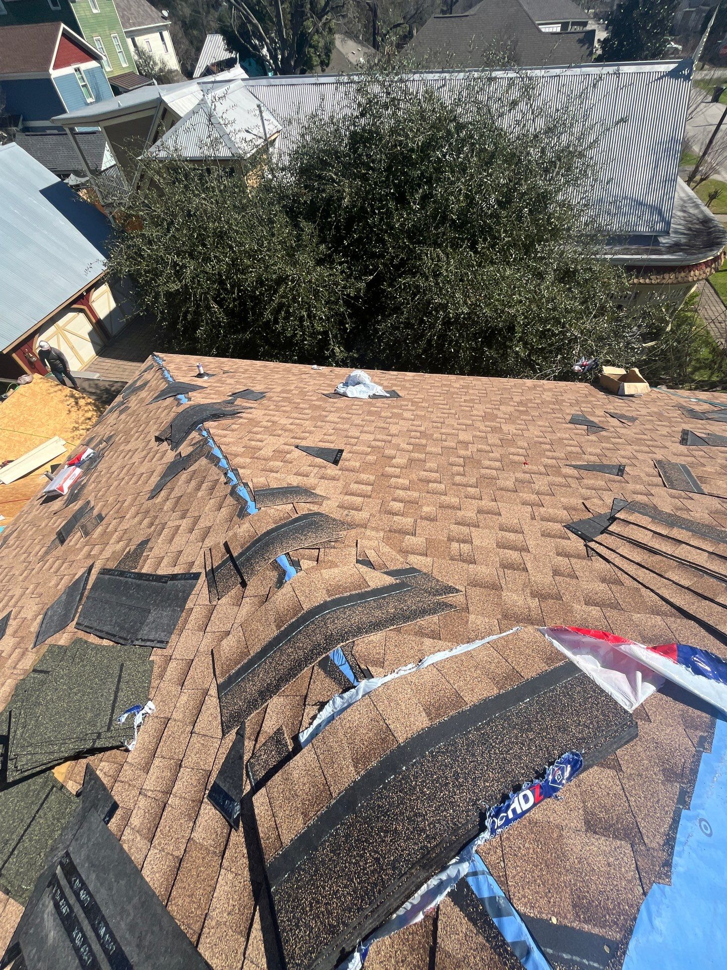 Residential Roofing Installation using GAF Timberline HDZ (Shakewood) by WABO Roofing Systems 