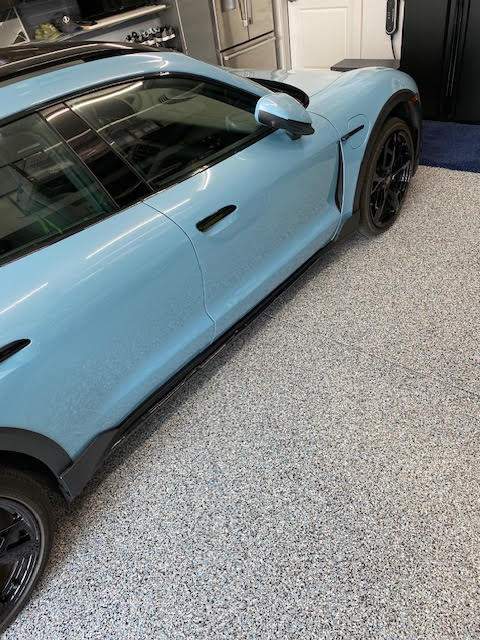 Garage Transformation using Custom domino w/ baby blue by Croc Coatings, LLC