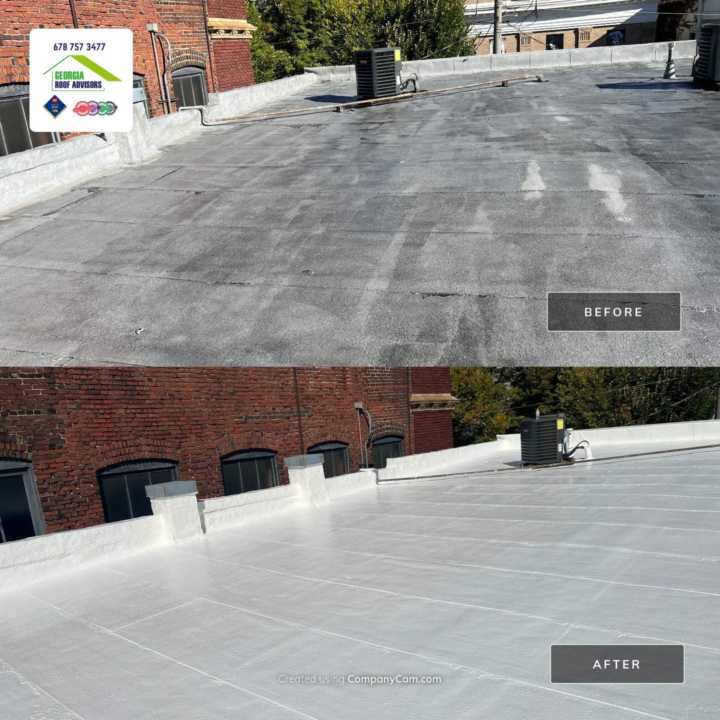 Commercial Roofing Coating using Everest Silicone Coating by Georgia Roof Advisors