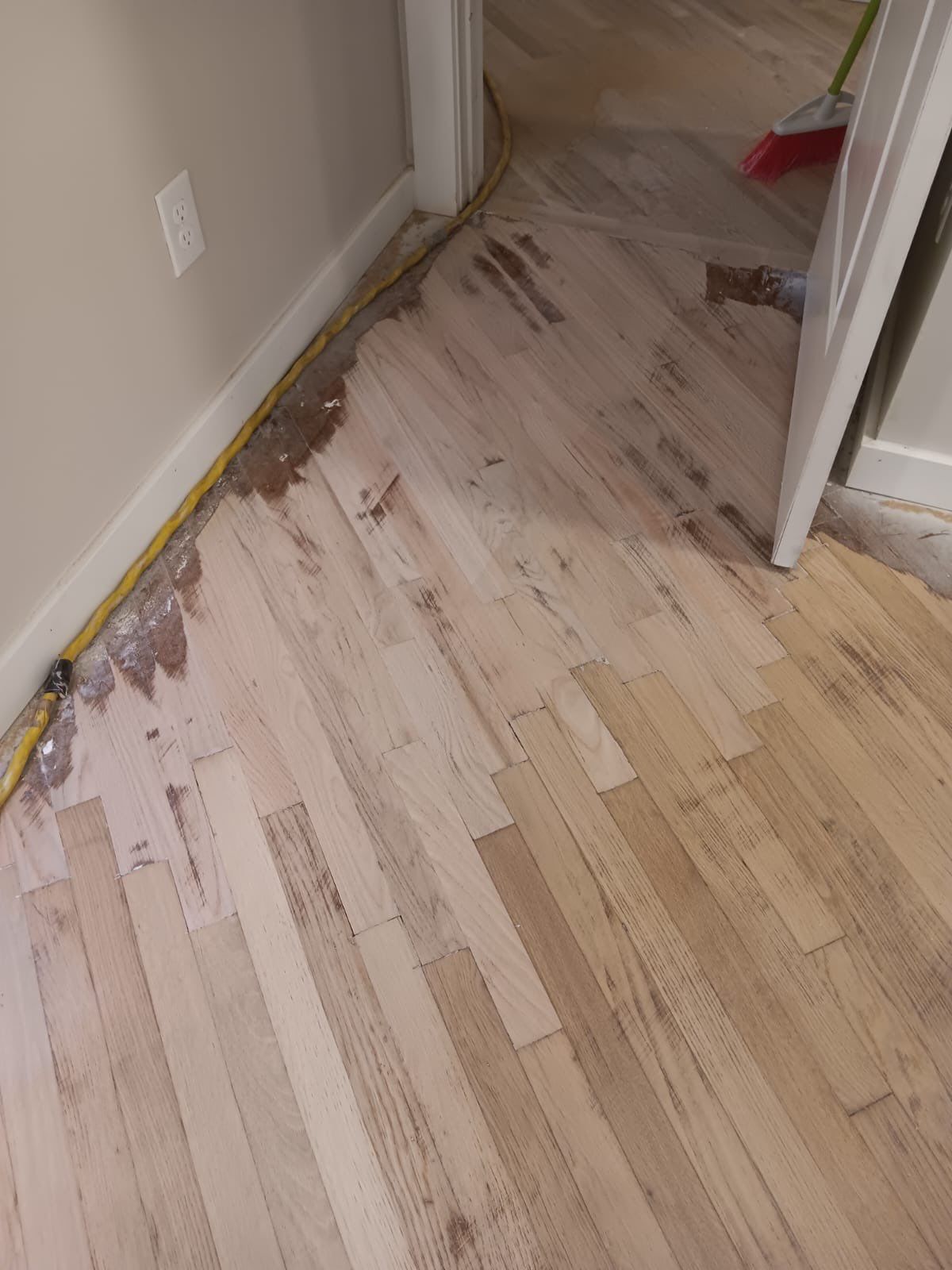Remodel with existing and new white oak by Footprints Floors of East Atlanta
