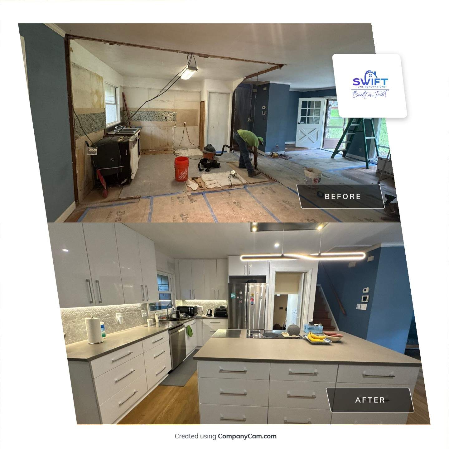 Modern Kitchen Remodeling with Large Central Island in Doraville by Swift Home Renovations