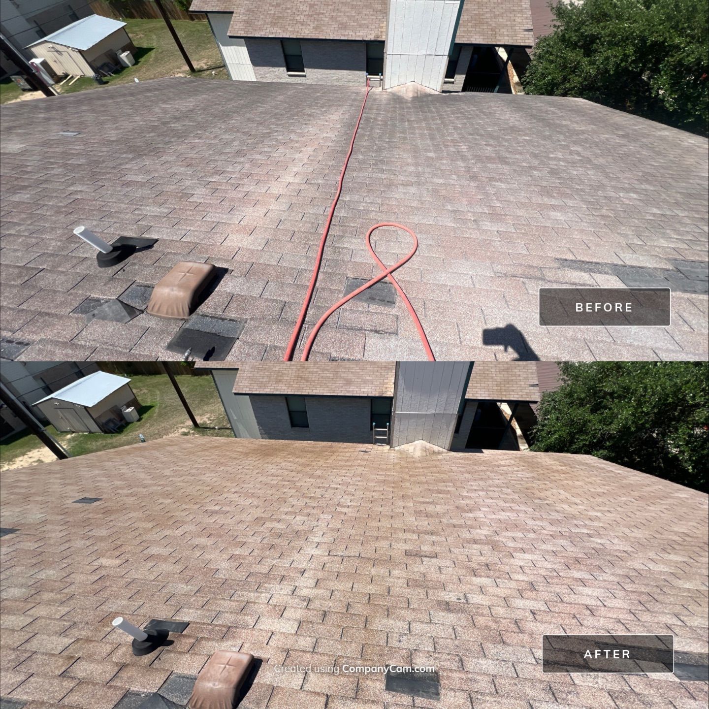 Shingle Roof Washing Project in San Antonio by Bright Choice