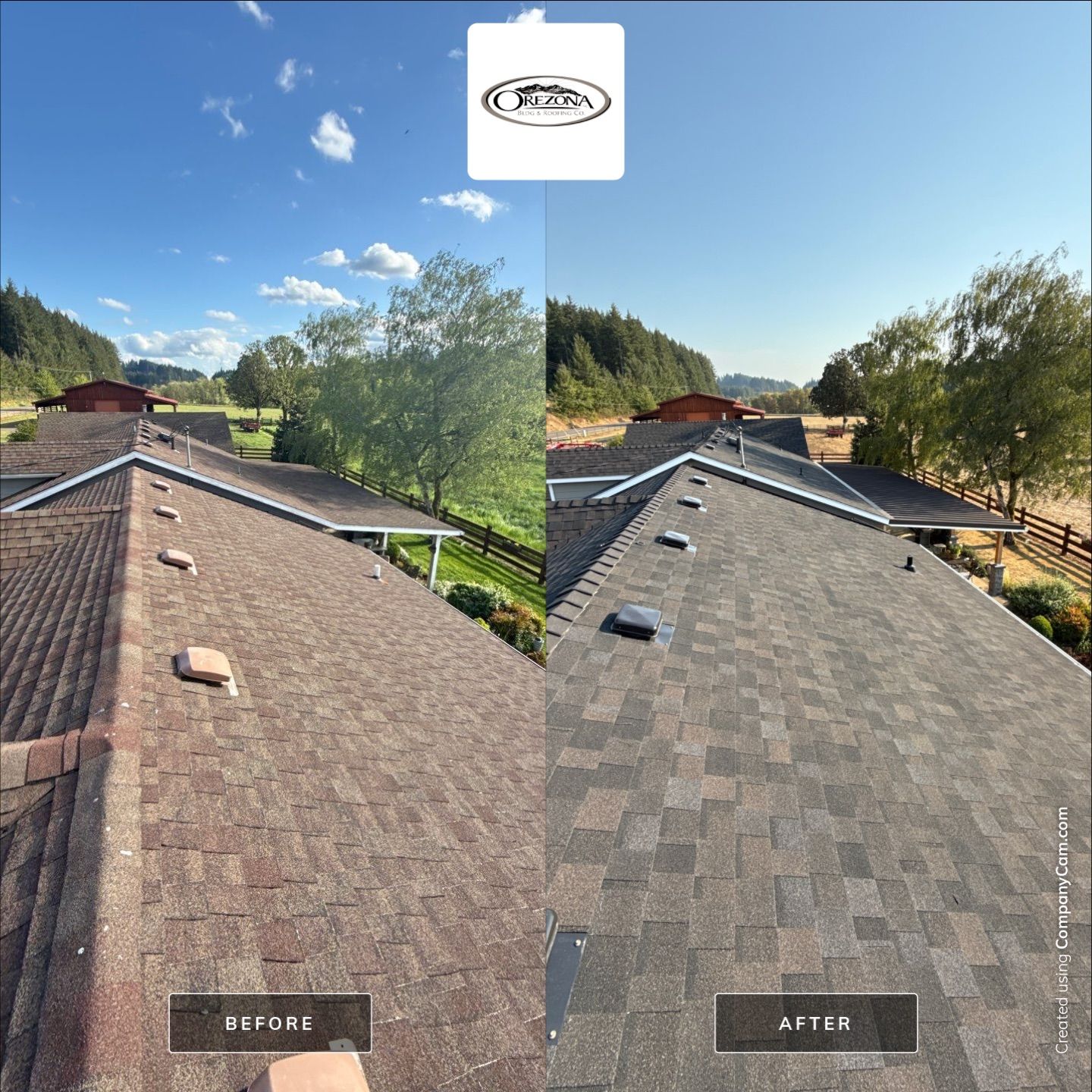 Residential Roof Replacement with Metal Accents by Orezona Building & Roofing Company, Inc.