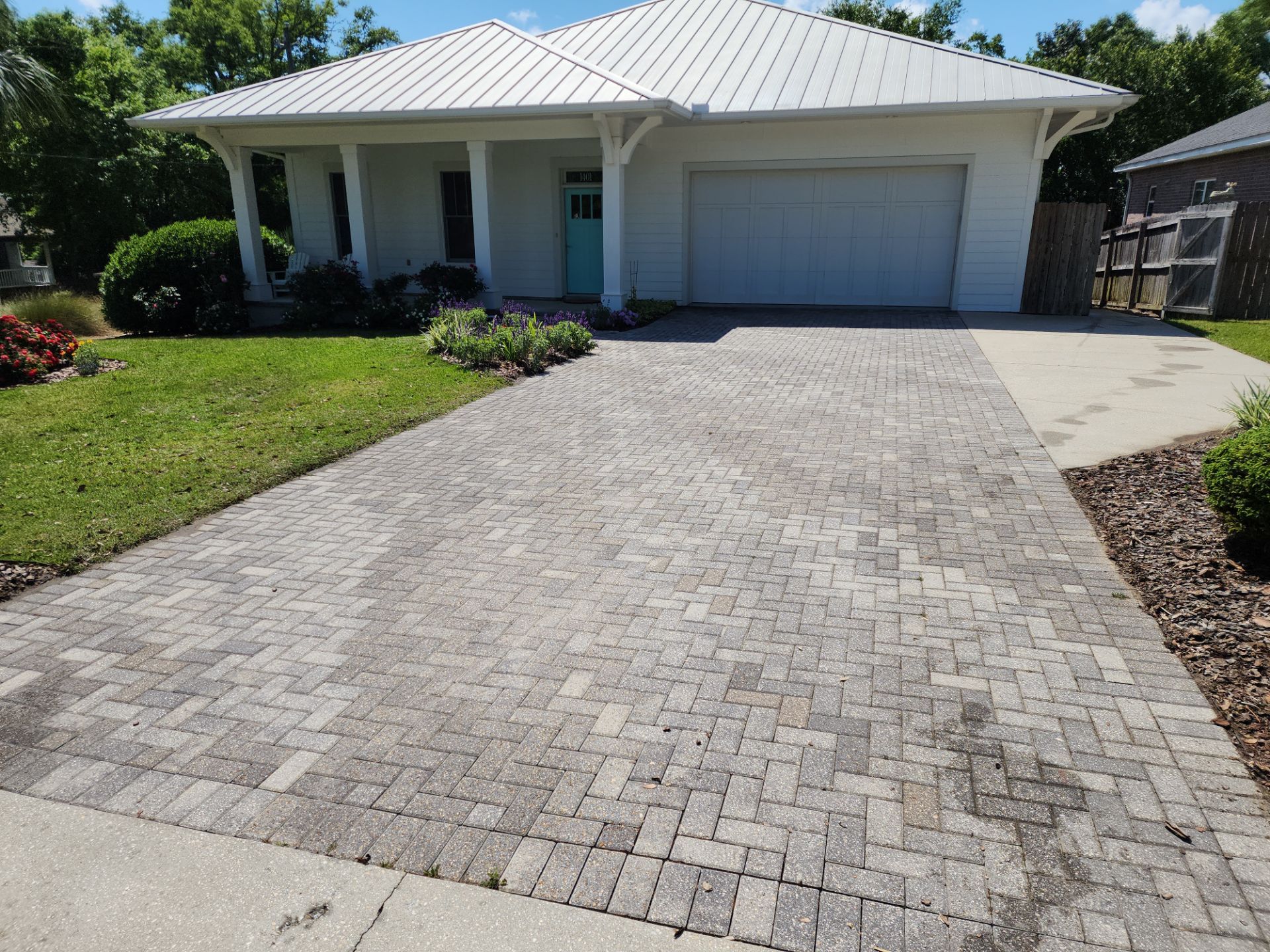 Image showing the freshly cleaned driveway walkway paver stones in Pensacola, FL 32503