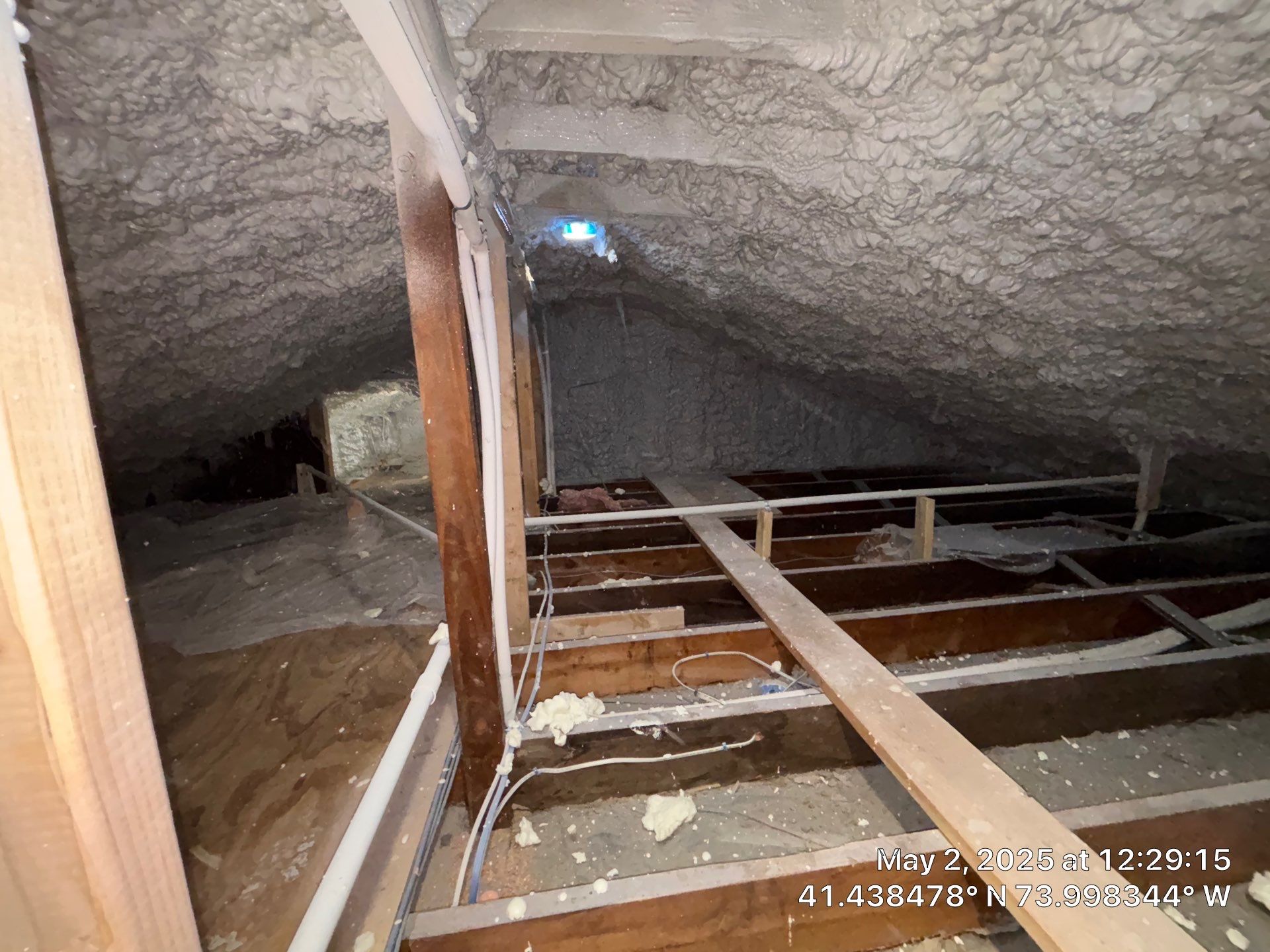 Attic Insulation using open cell spray foam by NYS Foam & Energy