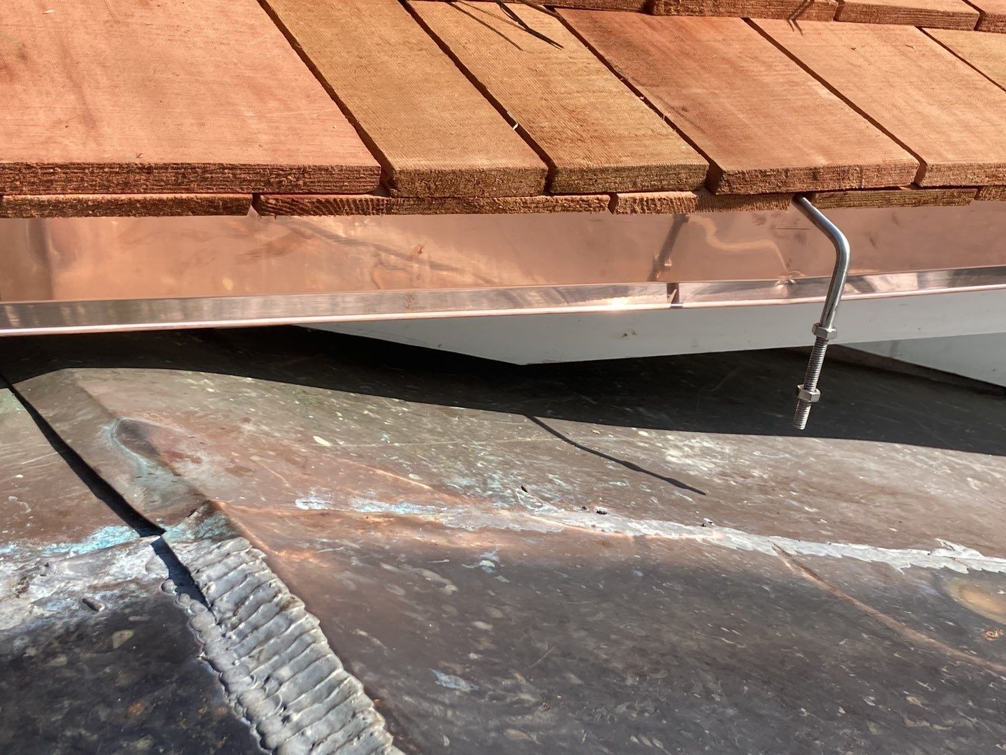 Cedar Shake Roof Replacement with Half Round Copper Gutter Installation  by Custom Installations, Inc.