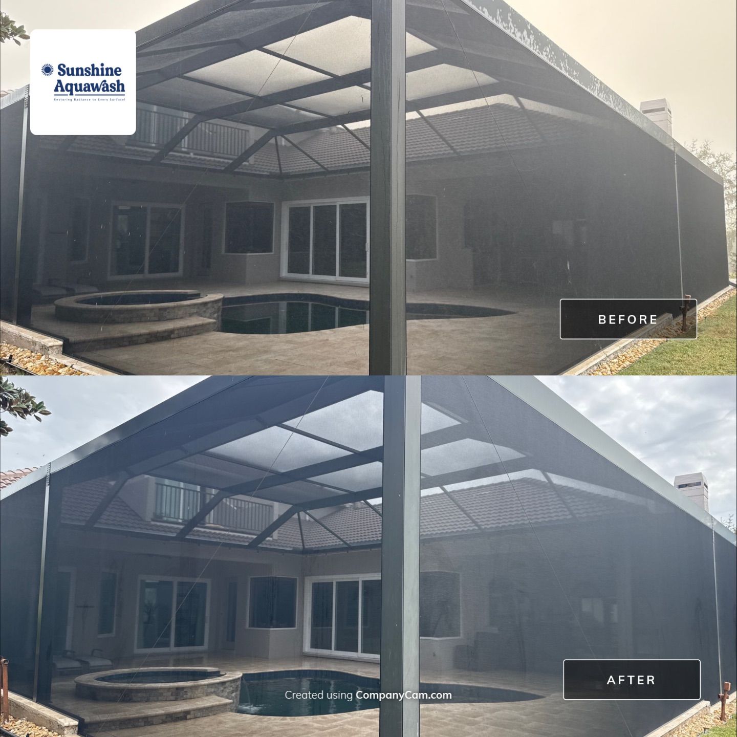 🏡 House Wash, Screen Enclosure & Travertine Pool Deck Cleaning – River Wilderness, Parrish, FL ✨ by Sunshine AquaWash