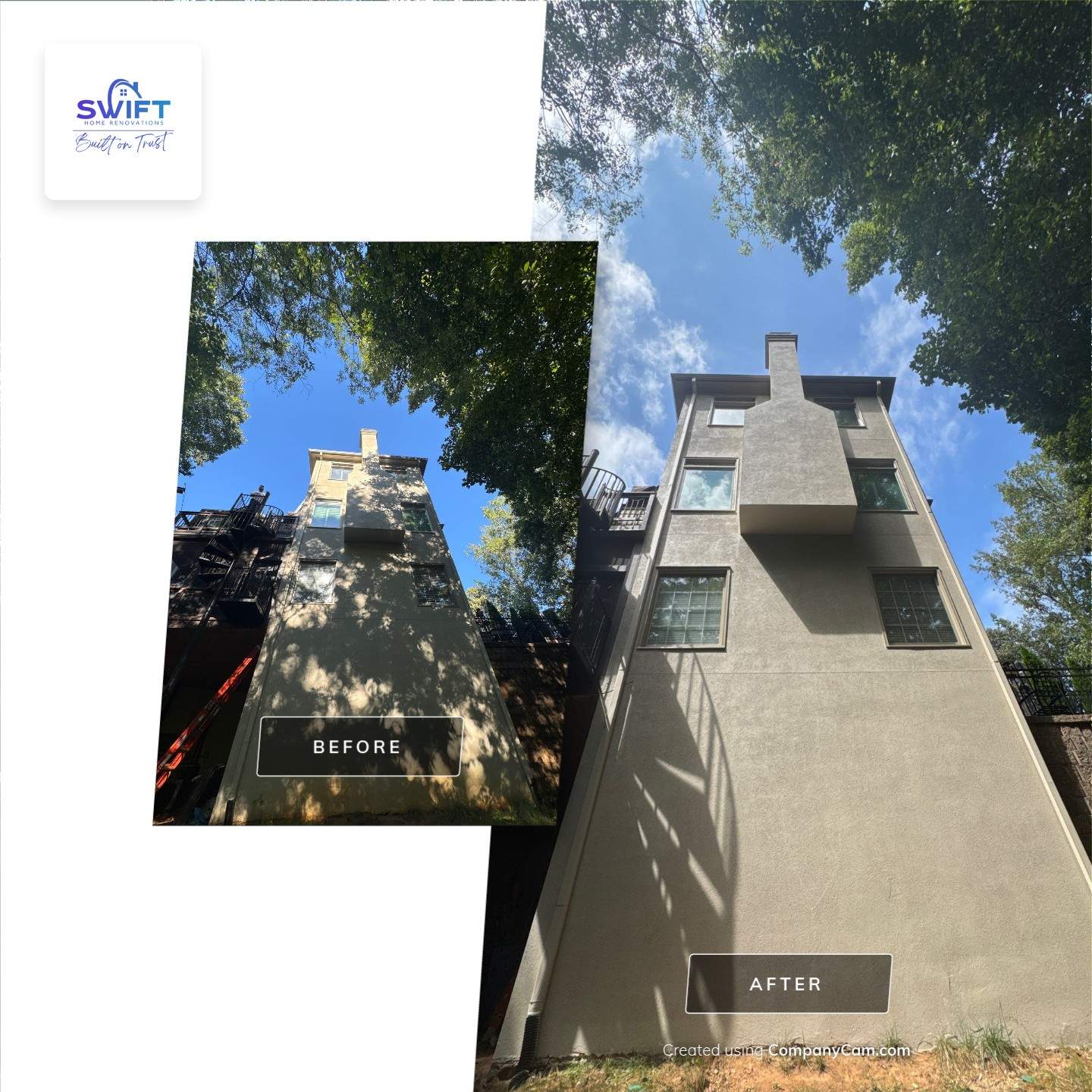 Full Exterior Stucco Painting and Restoration in Roswell Georgia by Swift Home Renovations