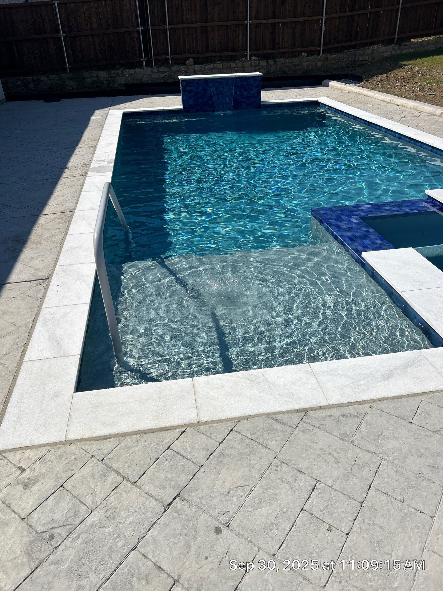 Geometric Pool with Raised Spa and Tanning Ledge by Pinnacle Pools and Spas - DFW
