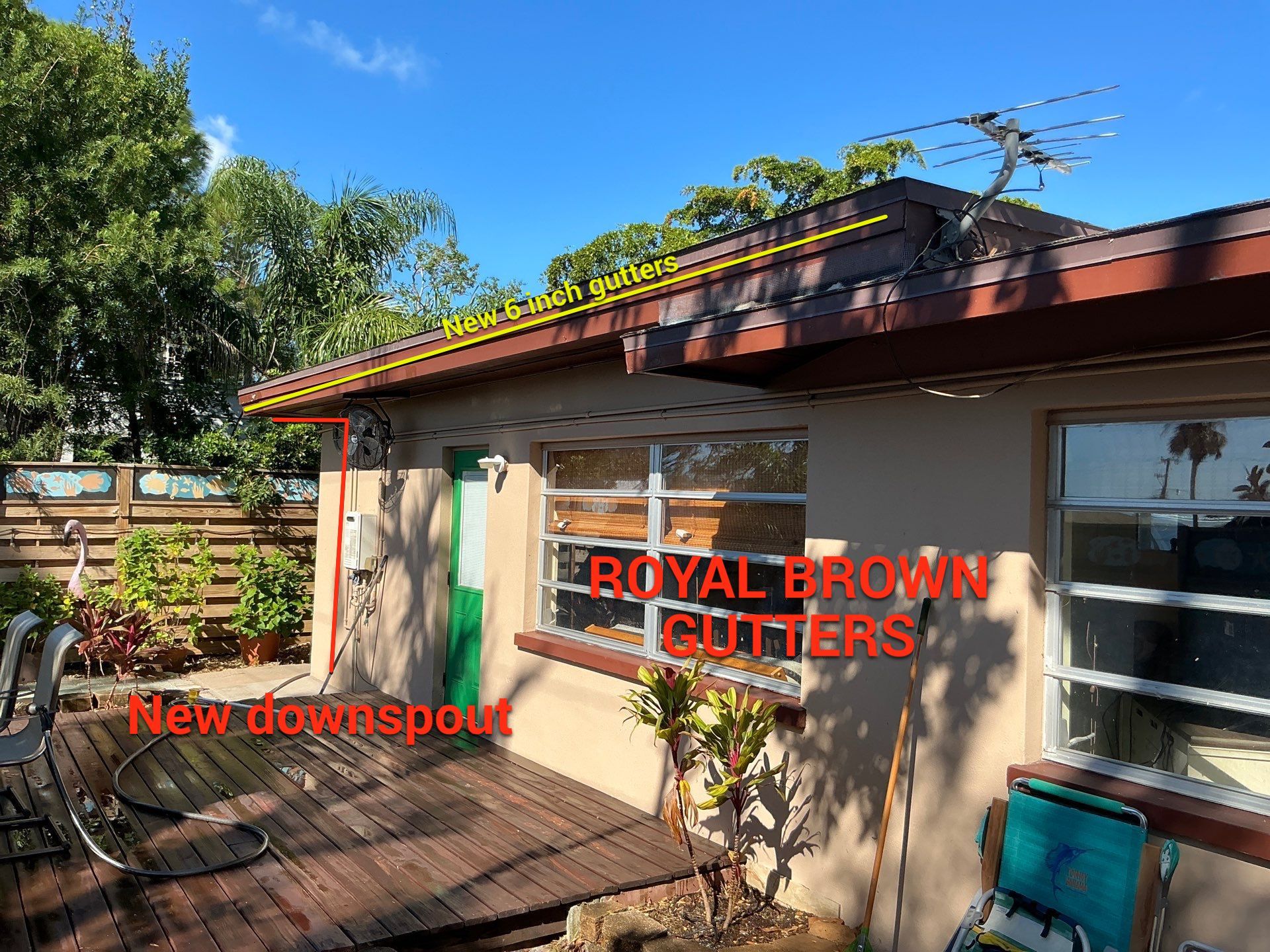 Brown Seamless Gutters in Sarasota FL by Gutter Professors