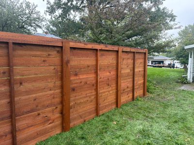 Stained Horizontal Cedar Wood Privacy Fence in Cedar Falls