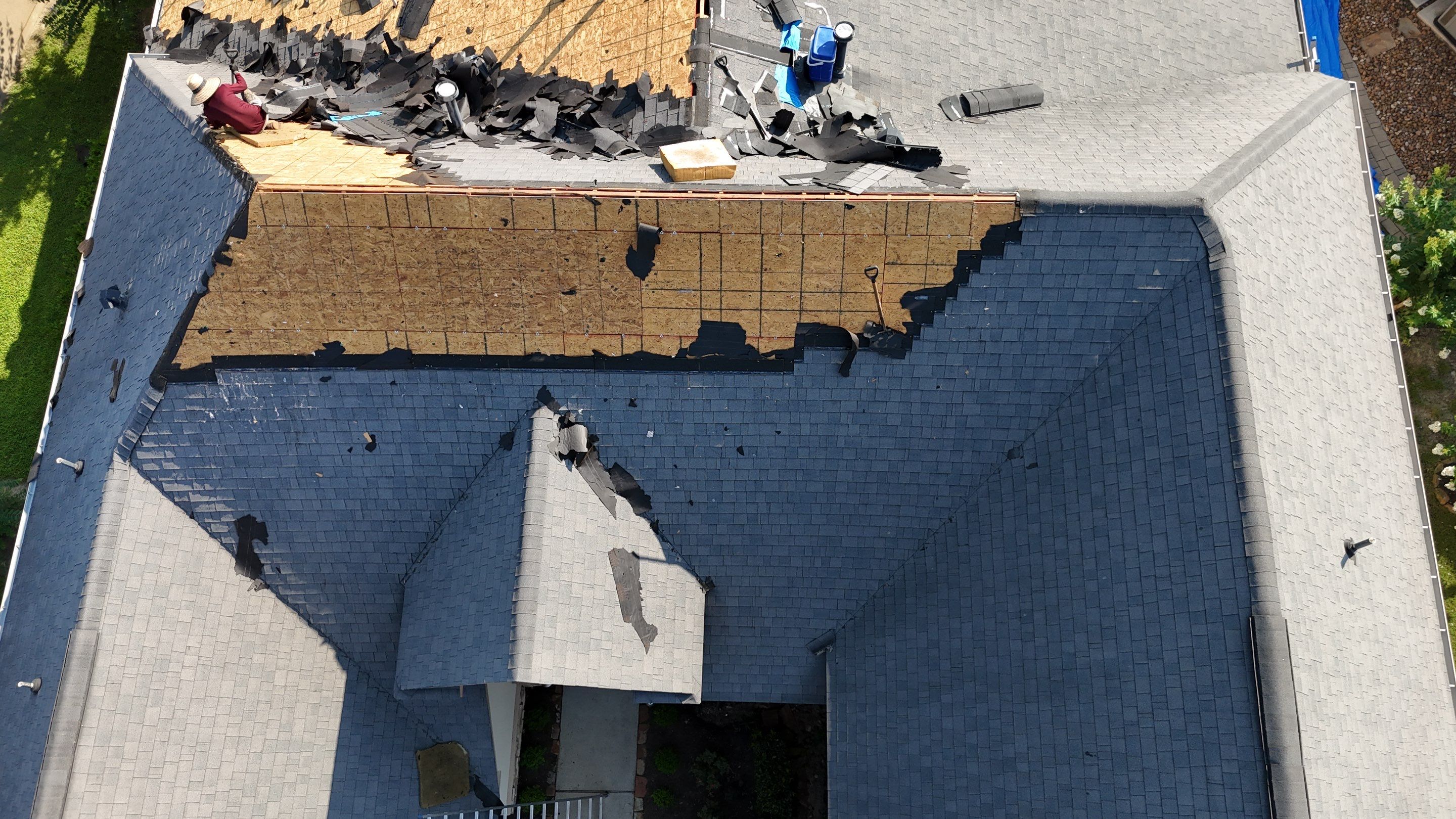 Residential Roofing Installation using Certainteed Landmark after last year's tornado in Cypress by Core Four Roofing
