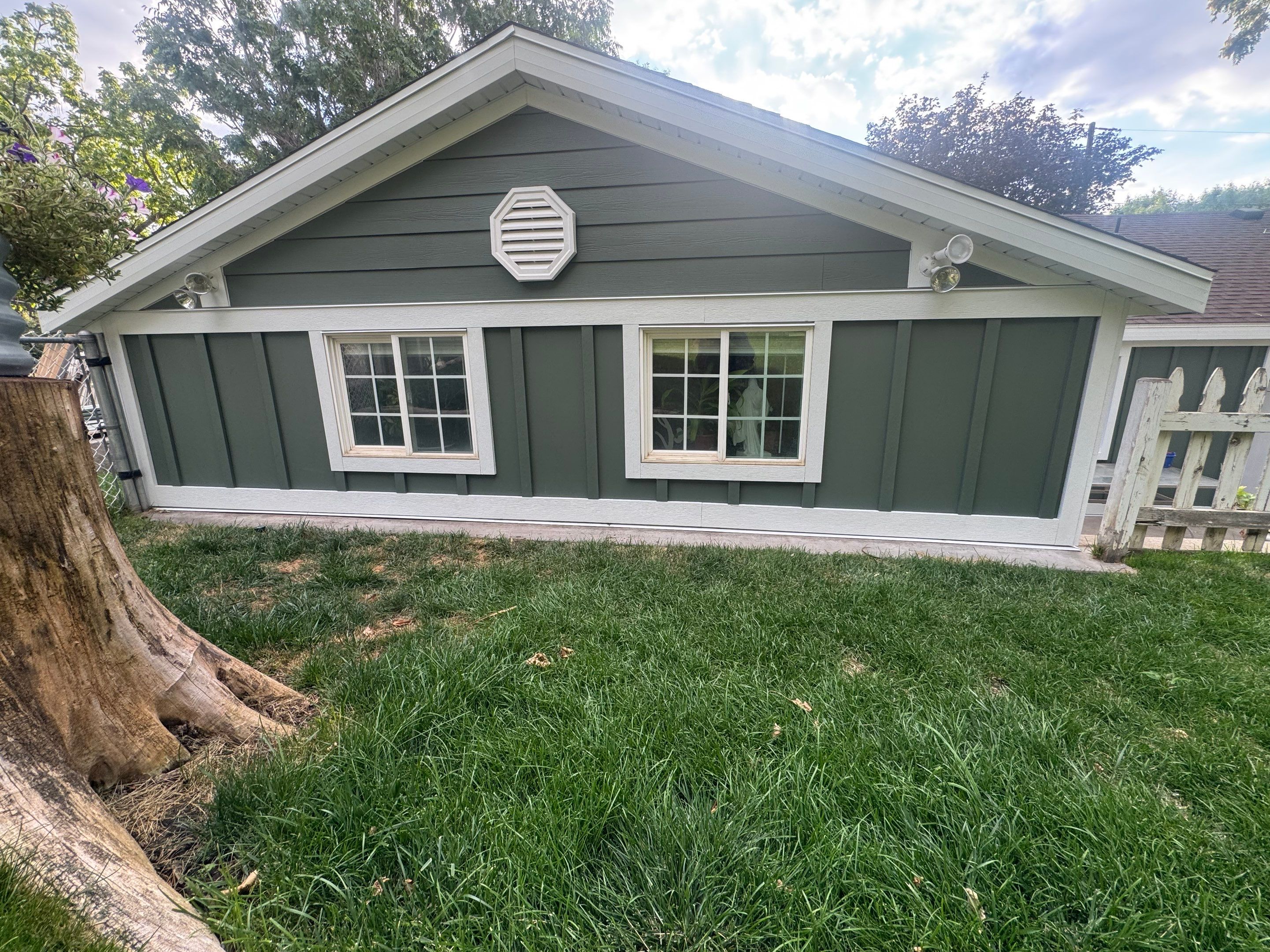 Farmington | Custom Hardie Mixed Siding | Thyme Green & White by Ideal Siding Utah