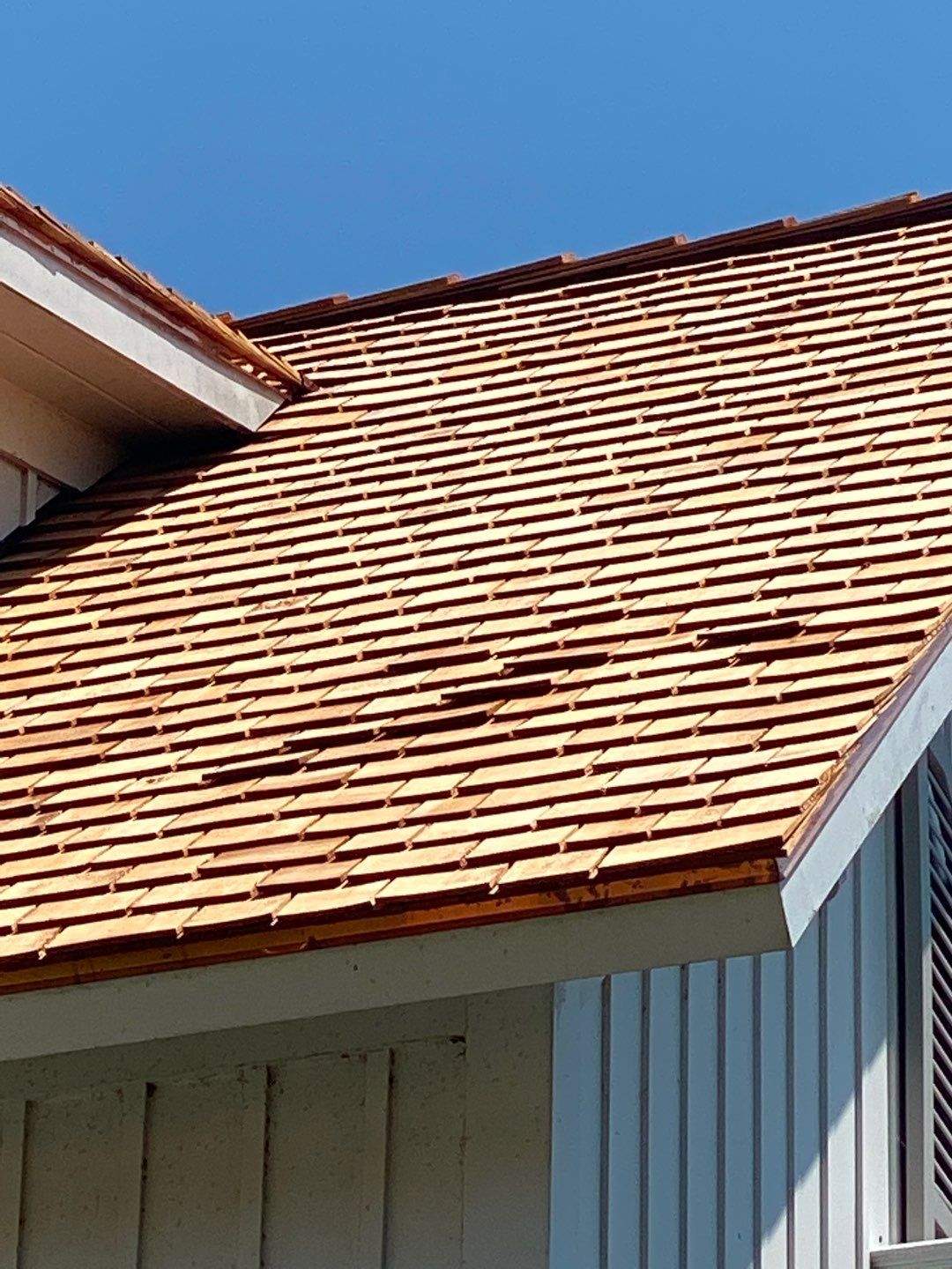 Cedar Shake Roof Replacement with Half Round Gutter Installation by Custom Installations